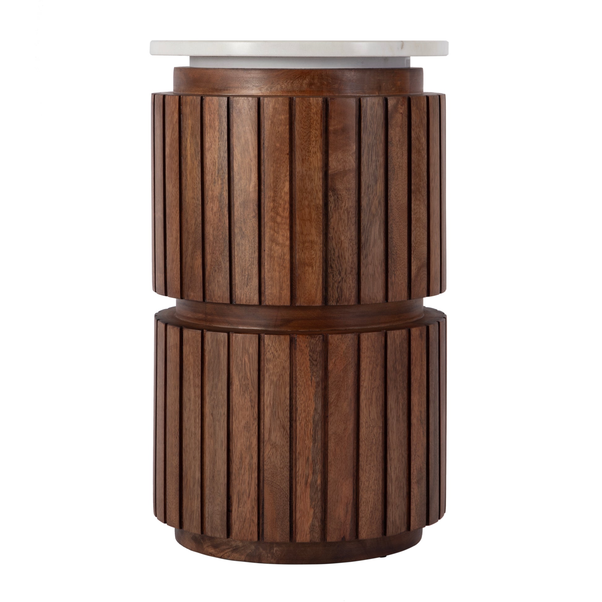 Butler Specialty Company Newton 12 in. W Round Marble and Wood Side Table, Brown