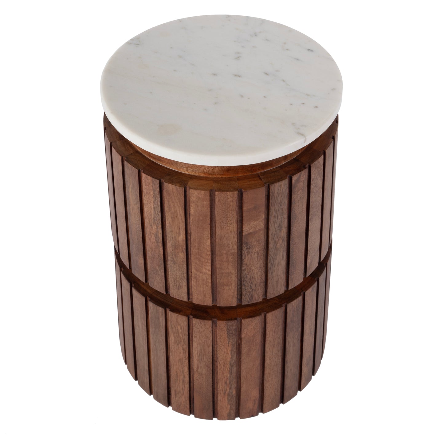 Butler Specialty Company Newton 12 in. W Round Marble and Wood Side Table, Brown