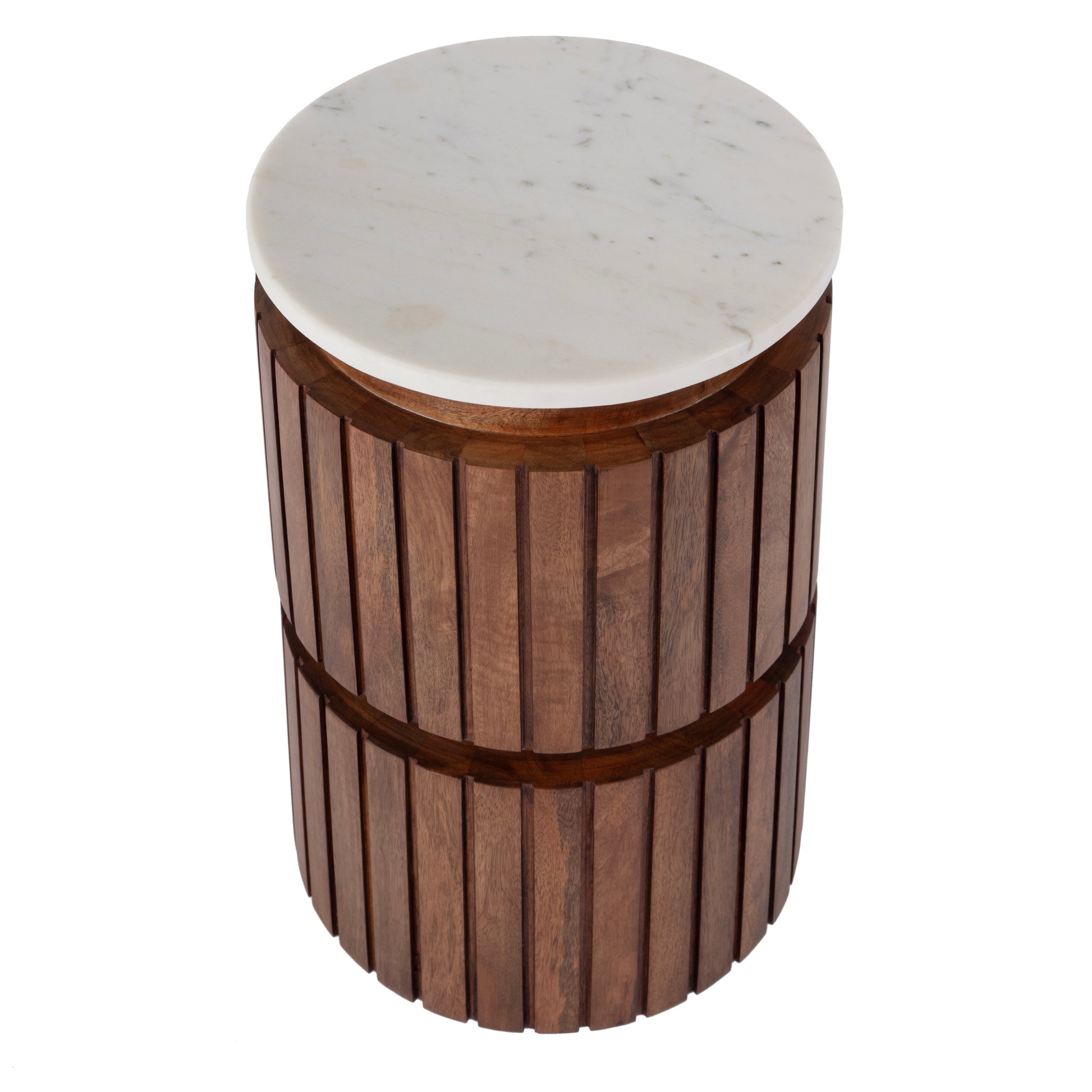 Butler Specialty Company Newton 12 in. W Round Marble and Wood Side Table, Brown