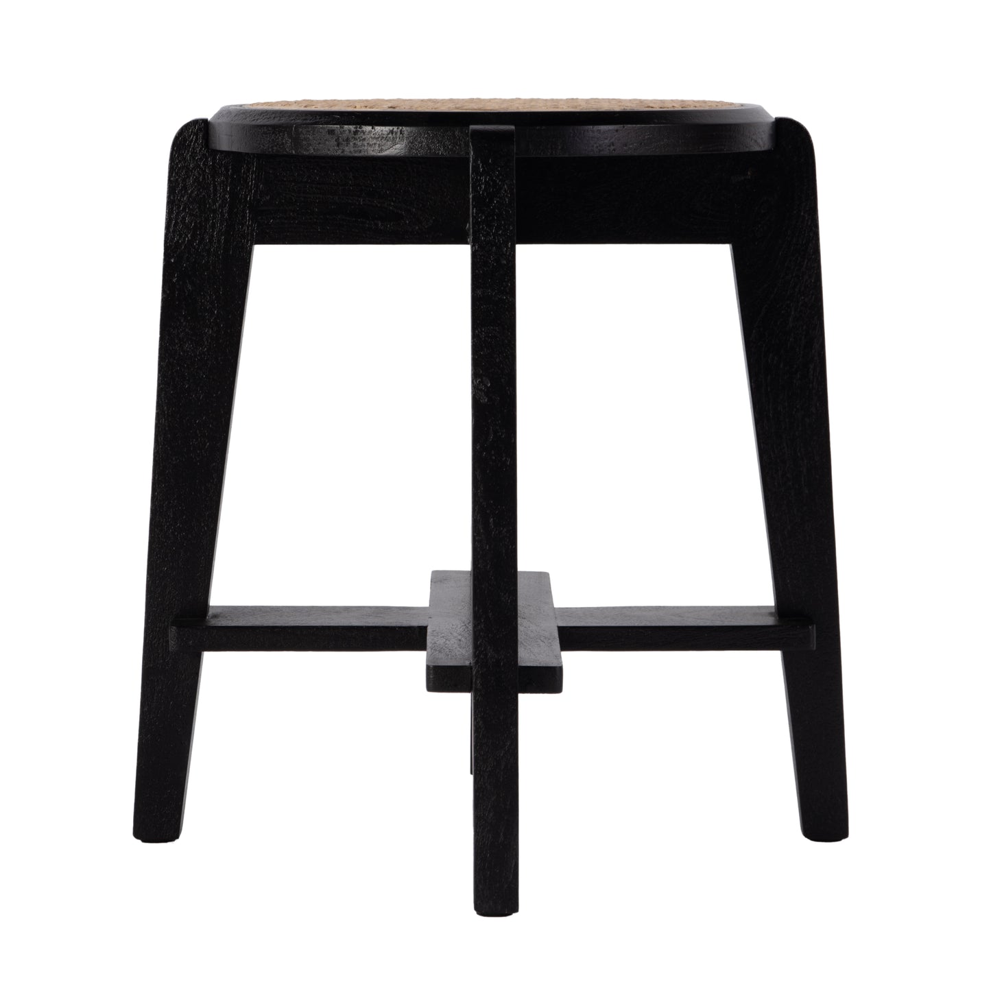 Butler Specialty Company Dryden 18 in. Seat Height Round Cane and Wood Backless Stool, Black, Natural