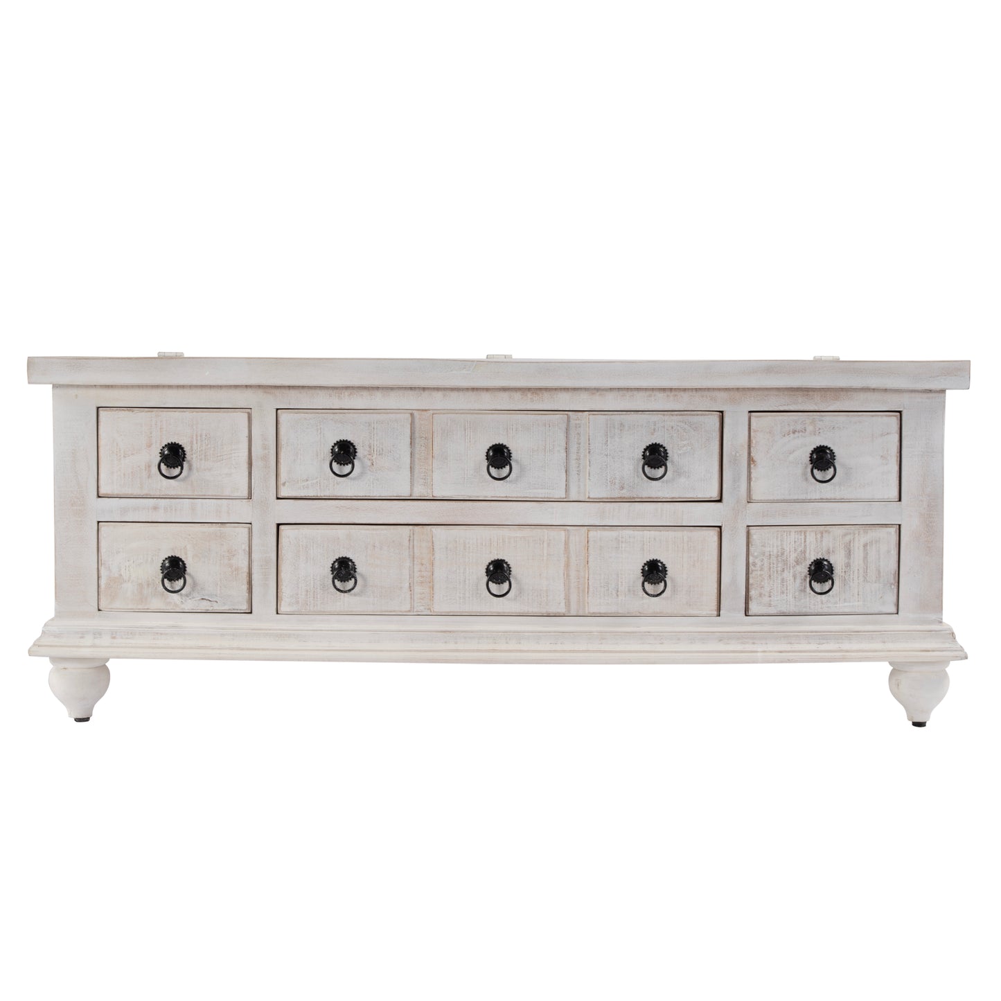 Butler Specialty Company Chipping 47 in. W Rectangular Solid Wood 6 Drawer Trunk Coffee Table, White