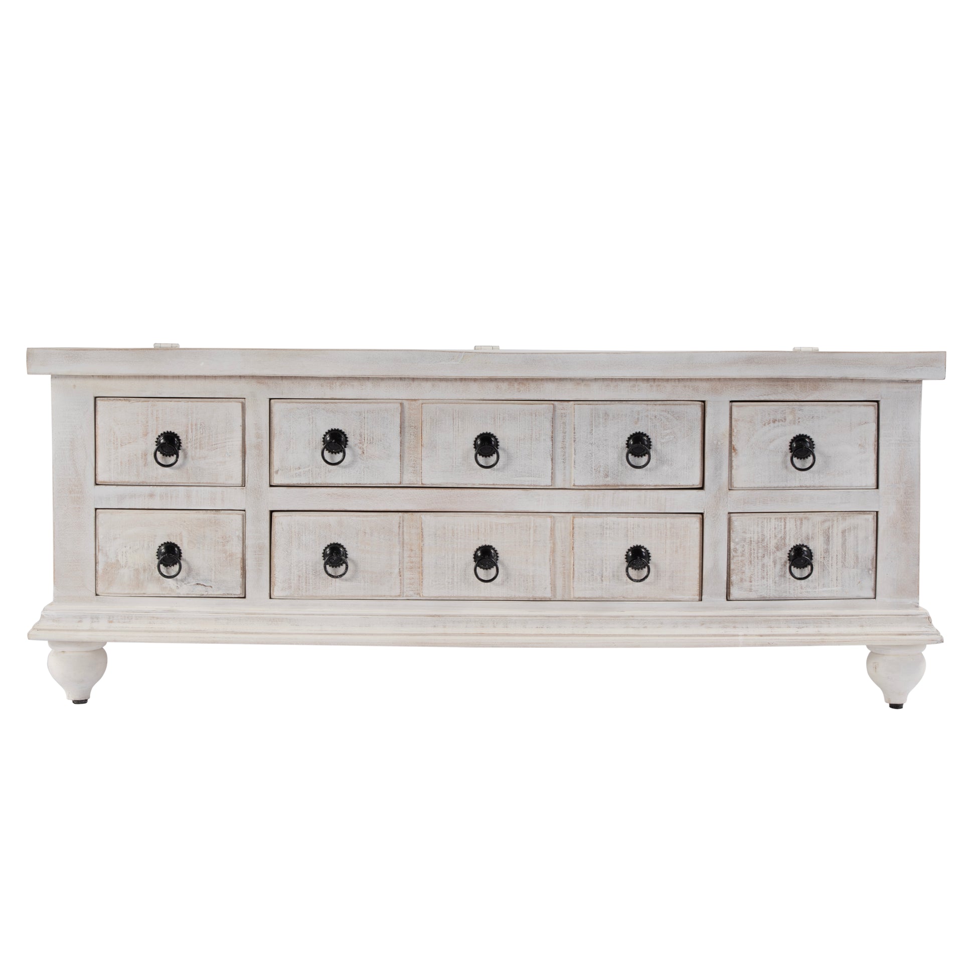 Butler Specialty Company Chipping 47 in. W Rectangular Solid Wood 6 Drawer Trunk Coffee Table, White