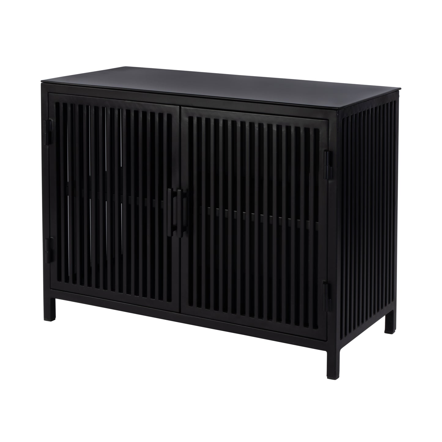 Butler Specialty Company Worthington 35.5 in. W Iron and Glass Accent Storage Chest with 1 Interior Shelf, Black