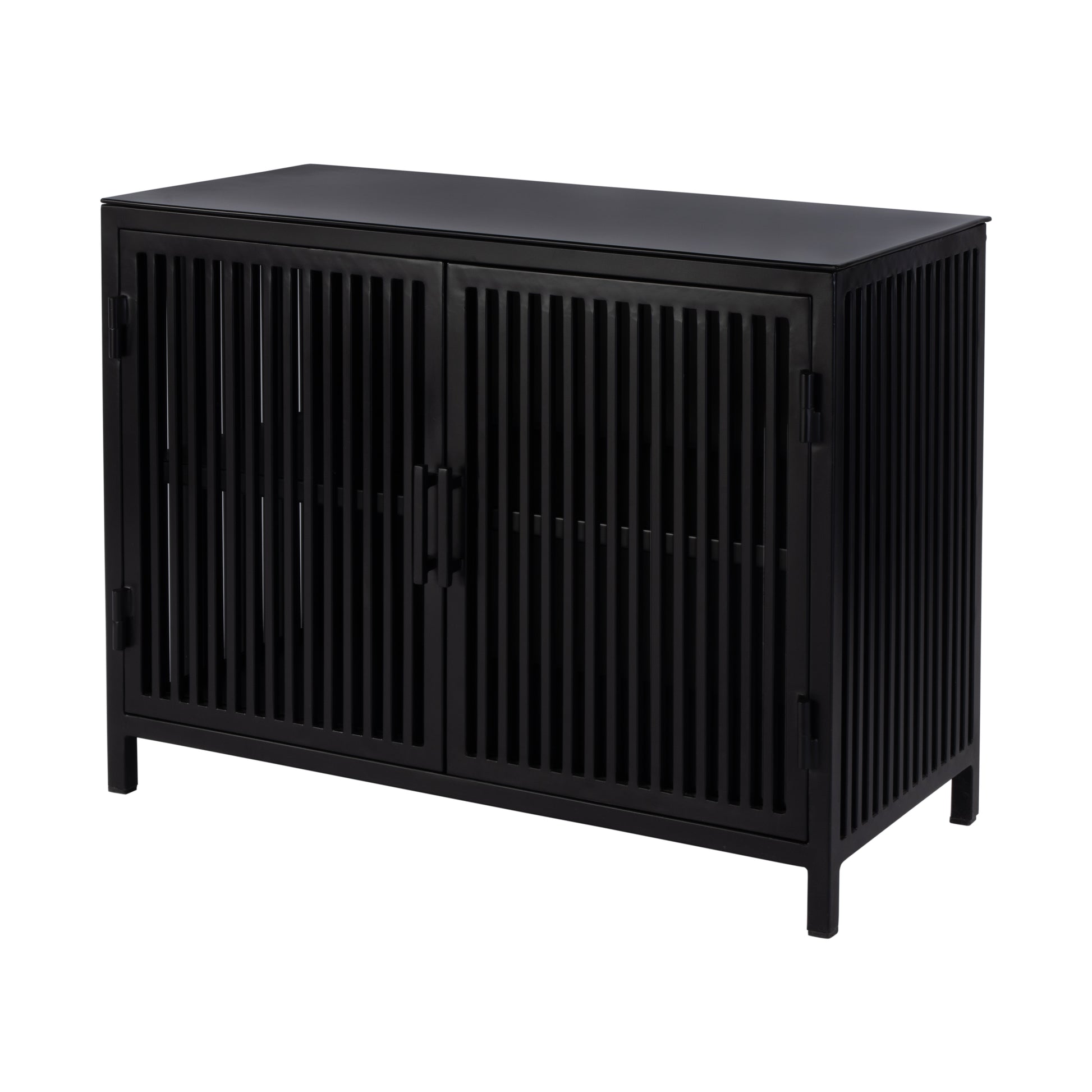 Butler Specialty Company Worthington 35.5 in. W Iron and Glass Accent Storage Chest with 1 Interior Shelf, Black