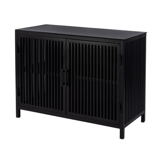 Butler Specialty Company Worthington 35.5 in. W Iron and Glass Accent Storage Chest with 1 Interior Shelf, Black