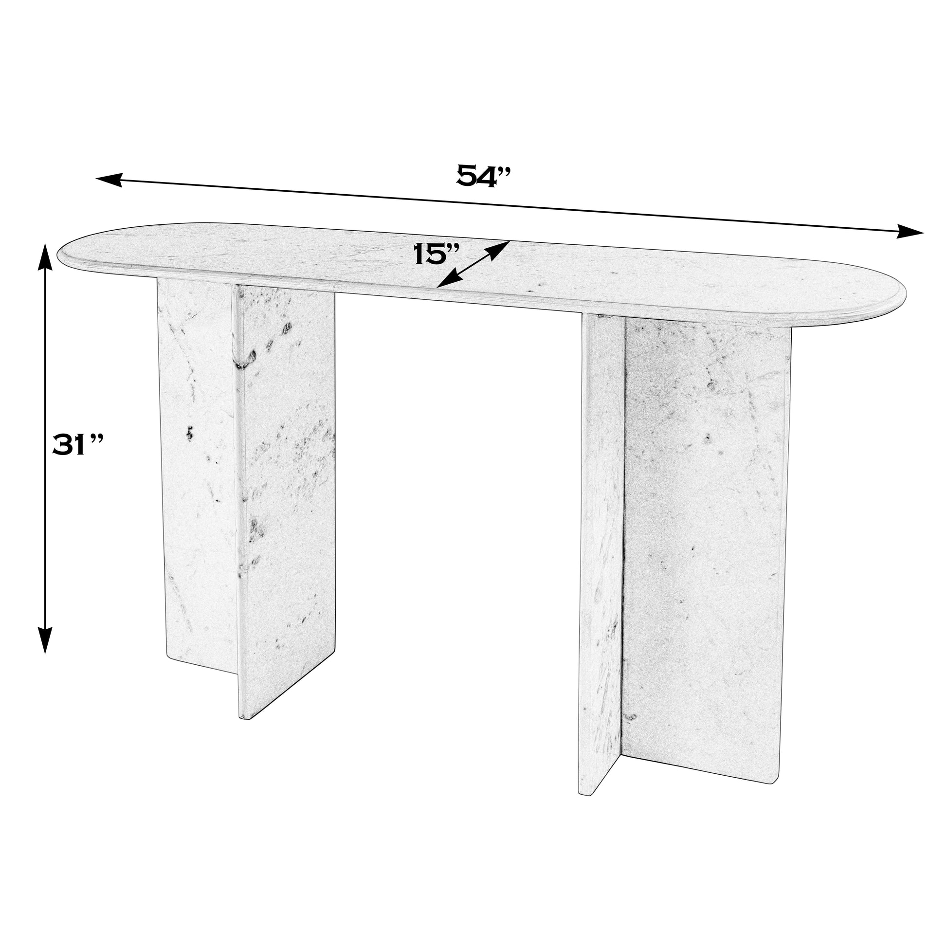 Butler Specialty Company Vienna 54 in. W Rectangular 100% Marble Console/Sofa Table, White