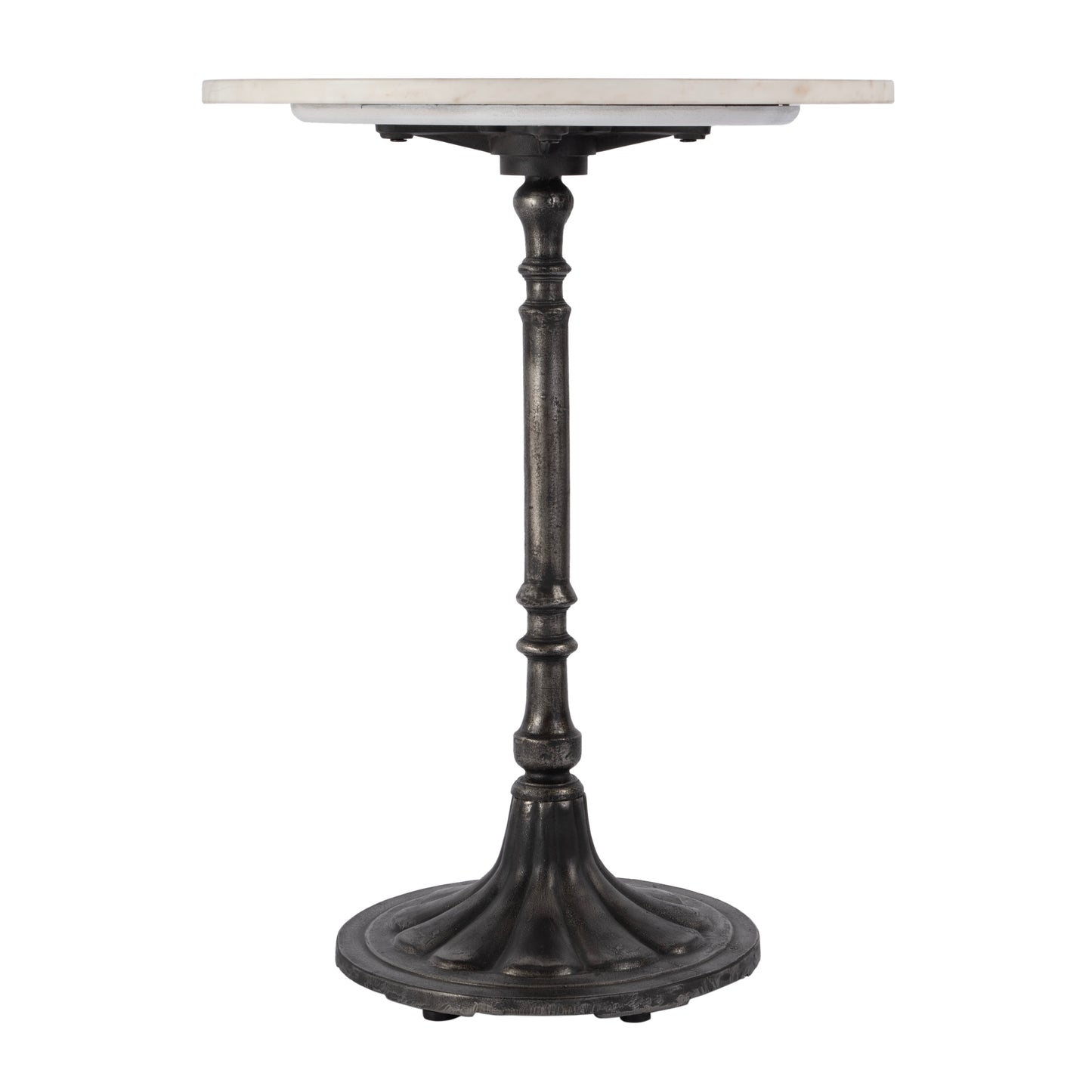 Butler Specialty Company Elio 24 in. W Round Marble and Iron End/Side Accent Table, White and Black