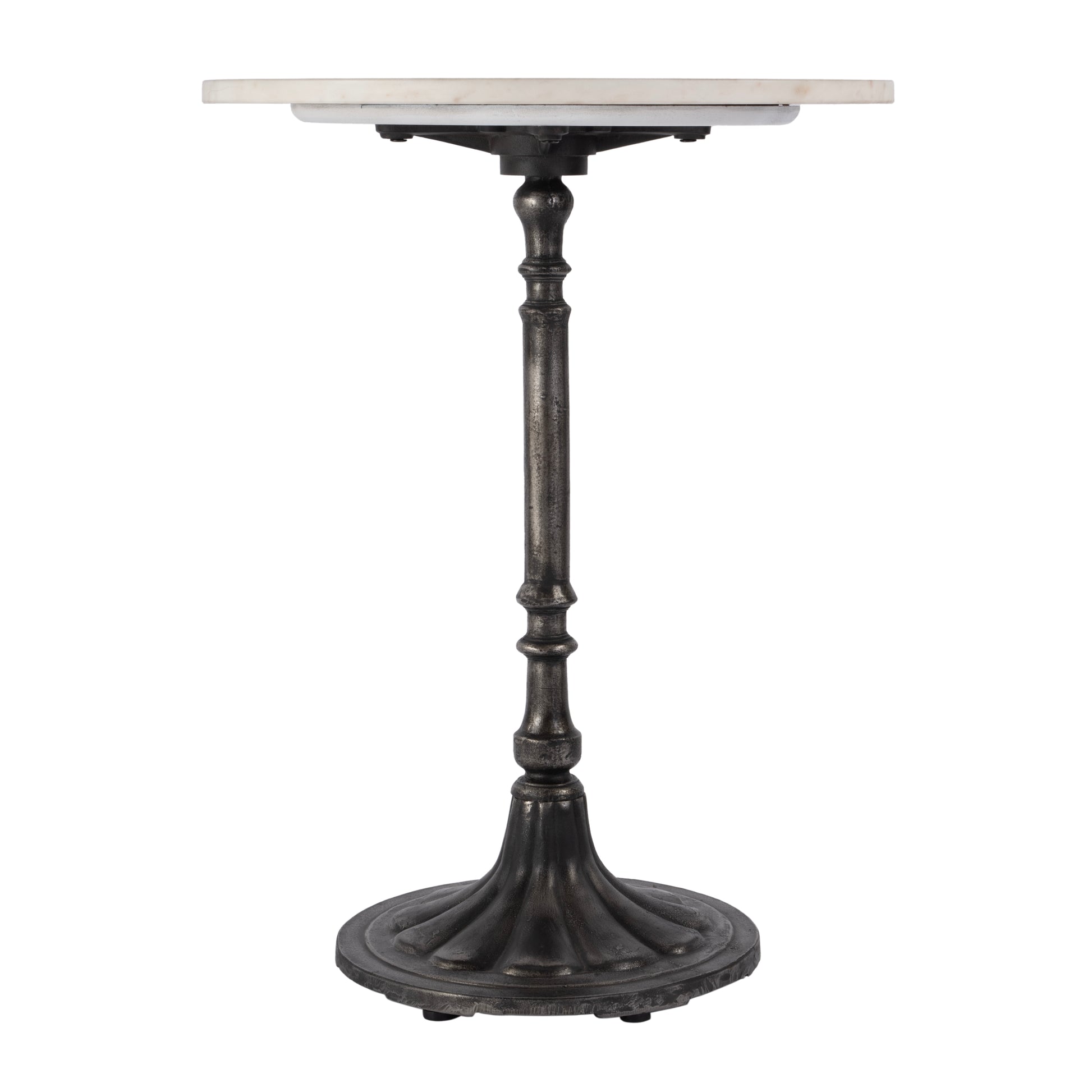 Butler Specialty Company Elio 24 in. W Round Marble and Iron End/Side Accent Table, White and Black