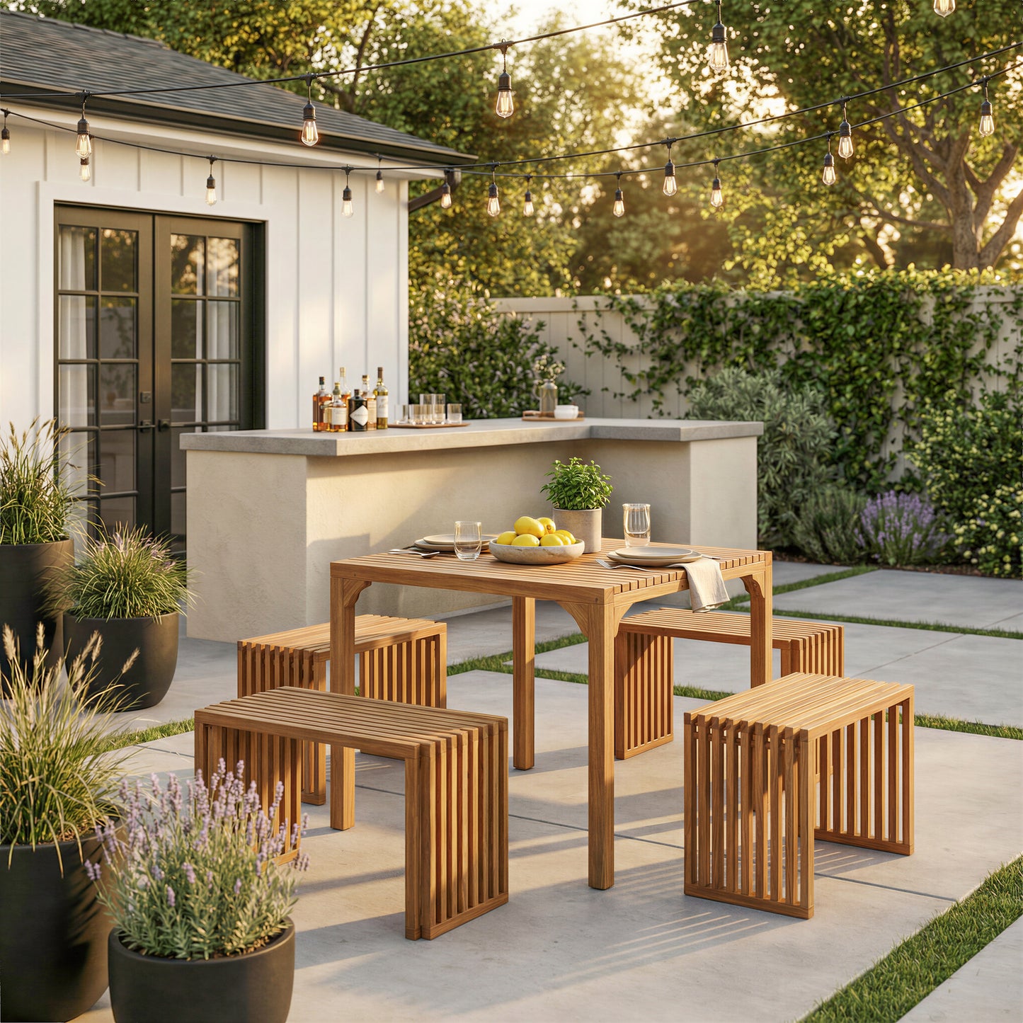 Riviera Extendable Bench (Set of 2) Natural - 6