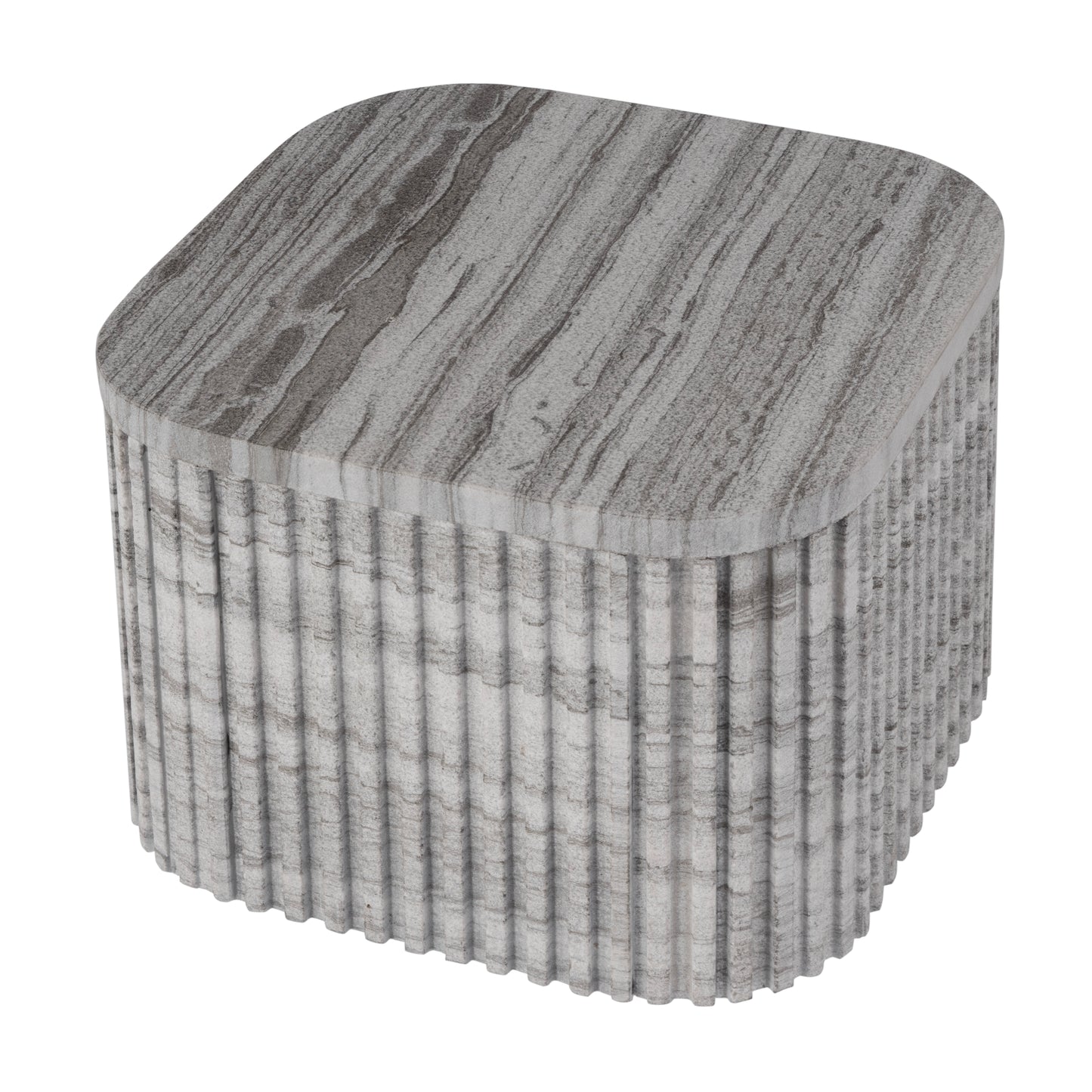 Butler Specialty Company Sylvester 16 in. W Square Marble Low Bunching Table, Gray and White
