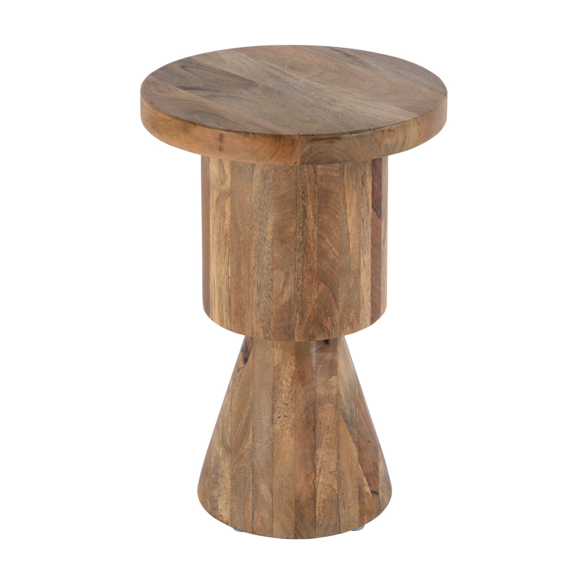 Butler Specialty Company Botswana 15 in. W Round Solid Wood Abstract Pedestal Base Side Table, Brown
