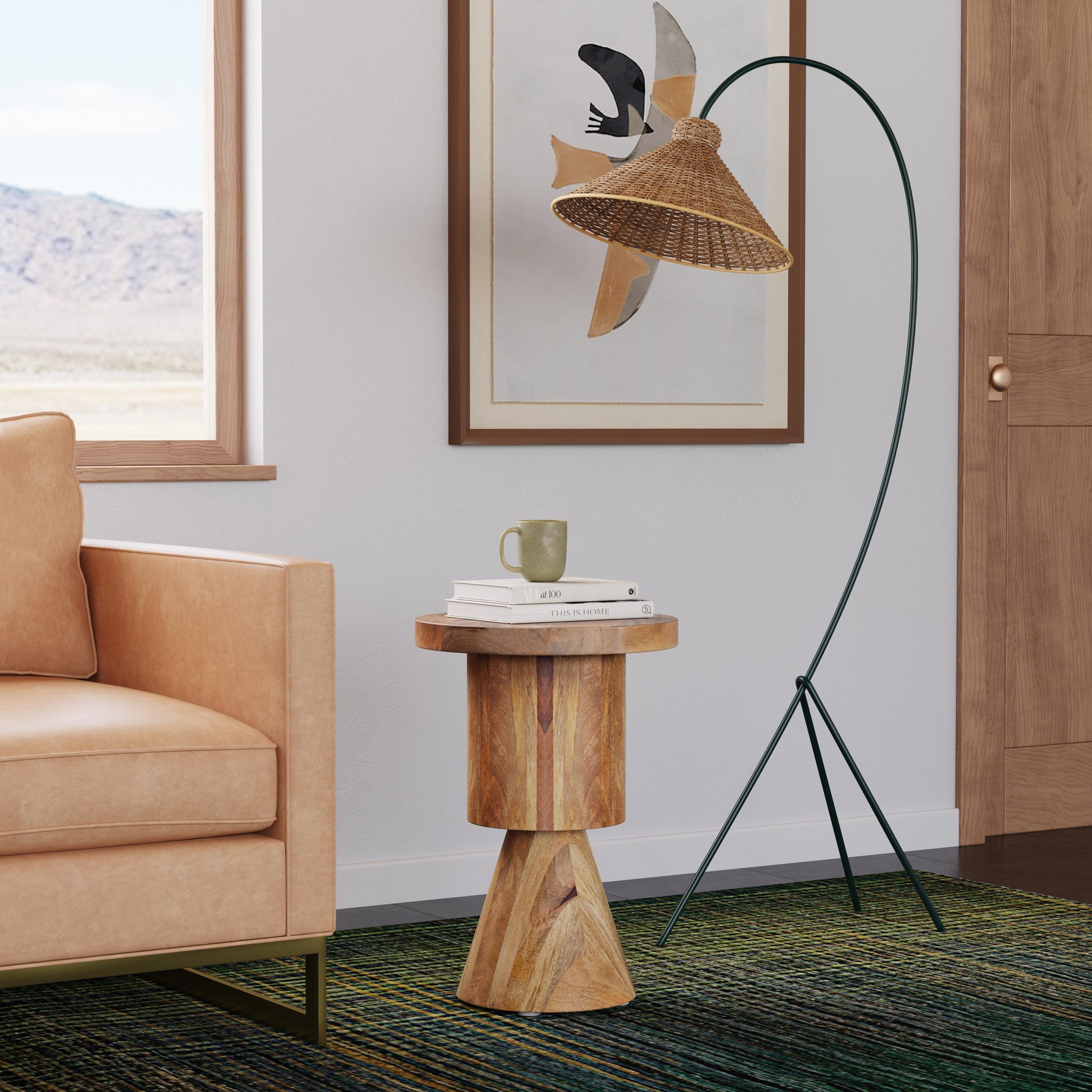 Butler Specialty Company Botswana 15 in. W Round Solid Wood Abstract Pedestal Base Side Table, Brown