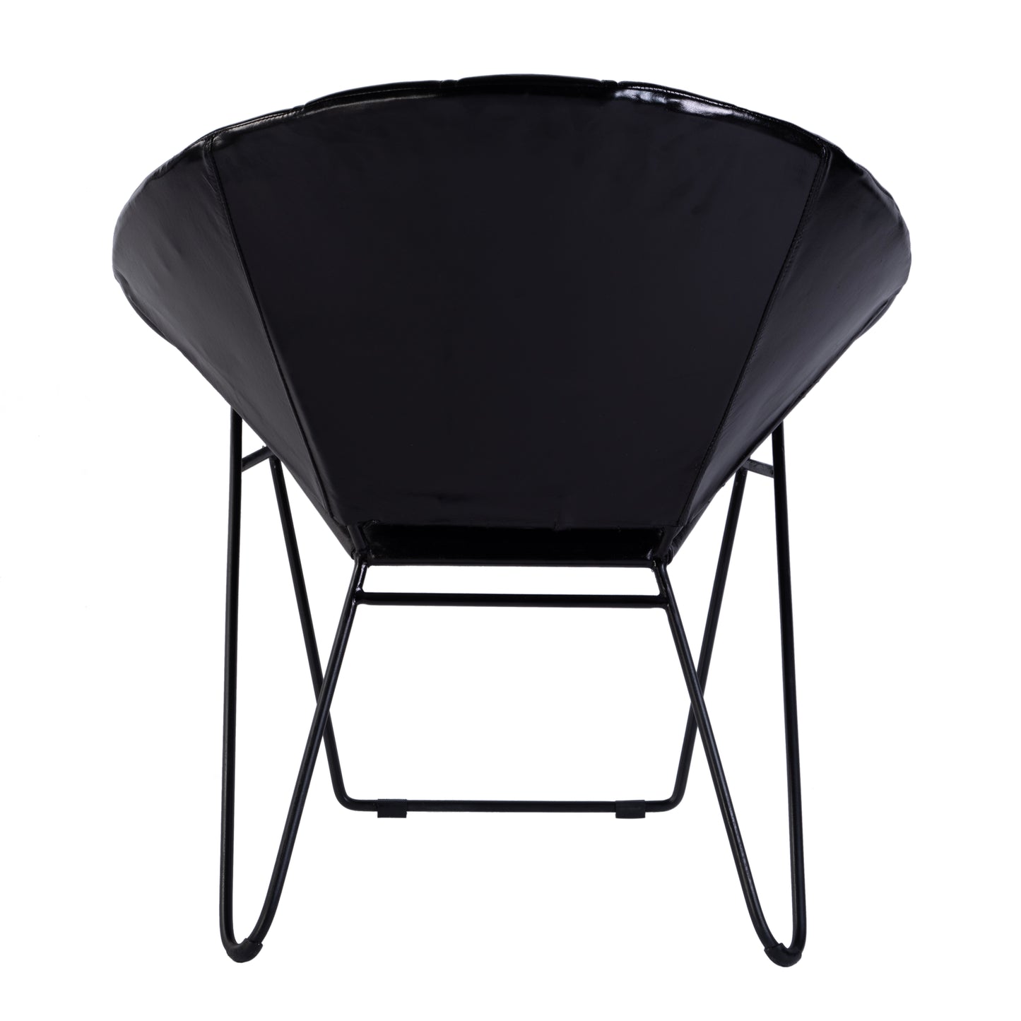 Butler Specialty Company Harlan 18 in. Seat Height Round Leather and Iron Accent Chair, Black