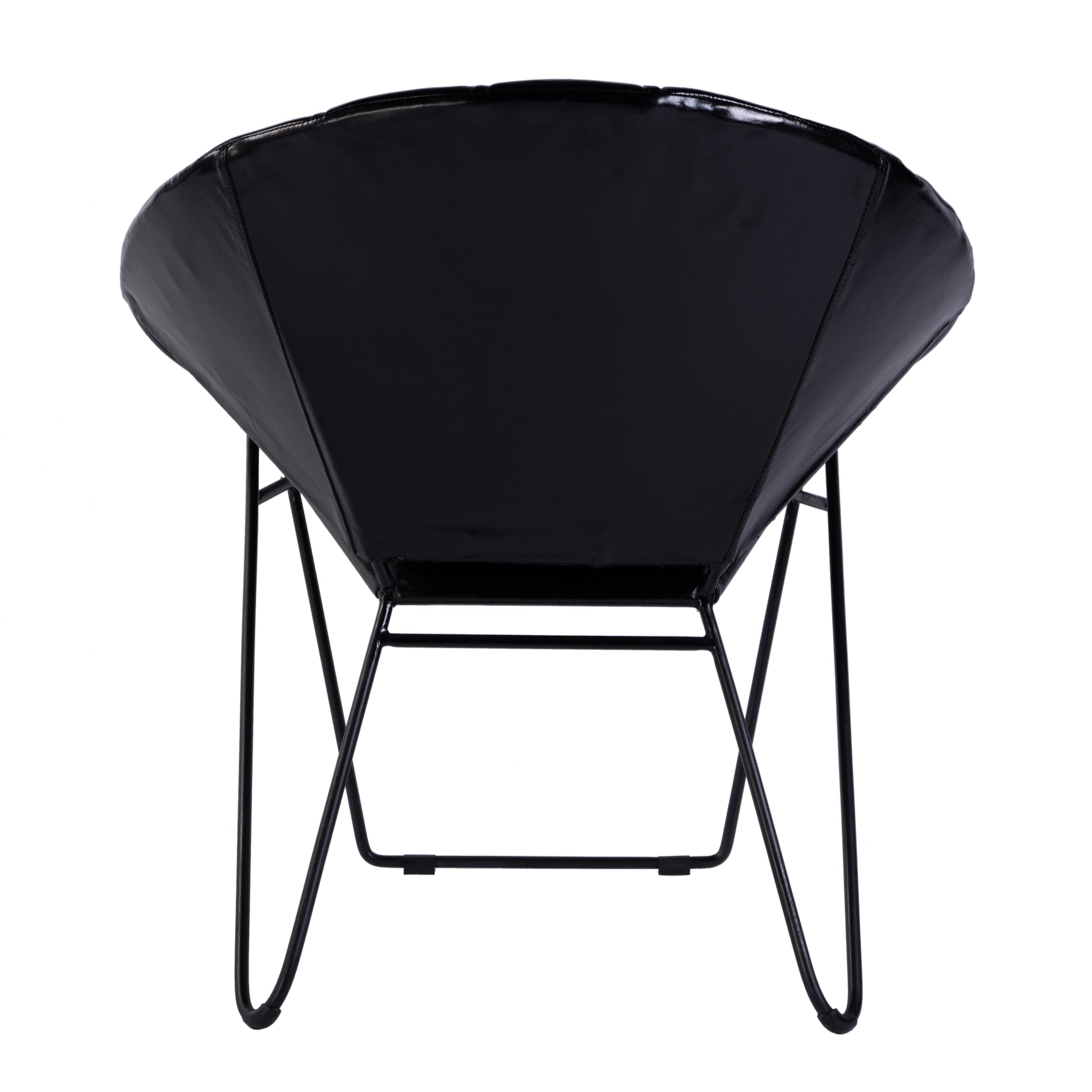 Butler Specialty Company Harlan 18 in. Seat Height Round Leather and Iron Accent Chair, Black