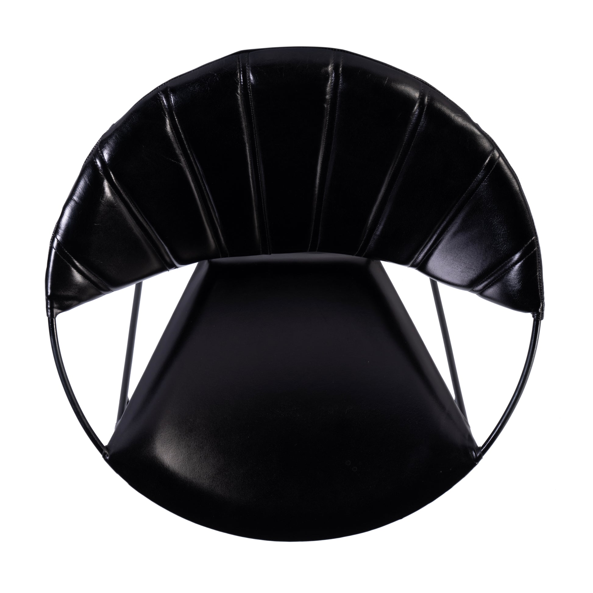 Butler Specialty Company Harlan 18 in. Seat Height Round Leather and Iron Accent Chair, Black