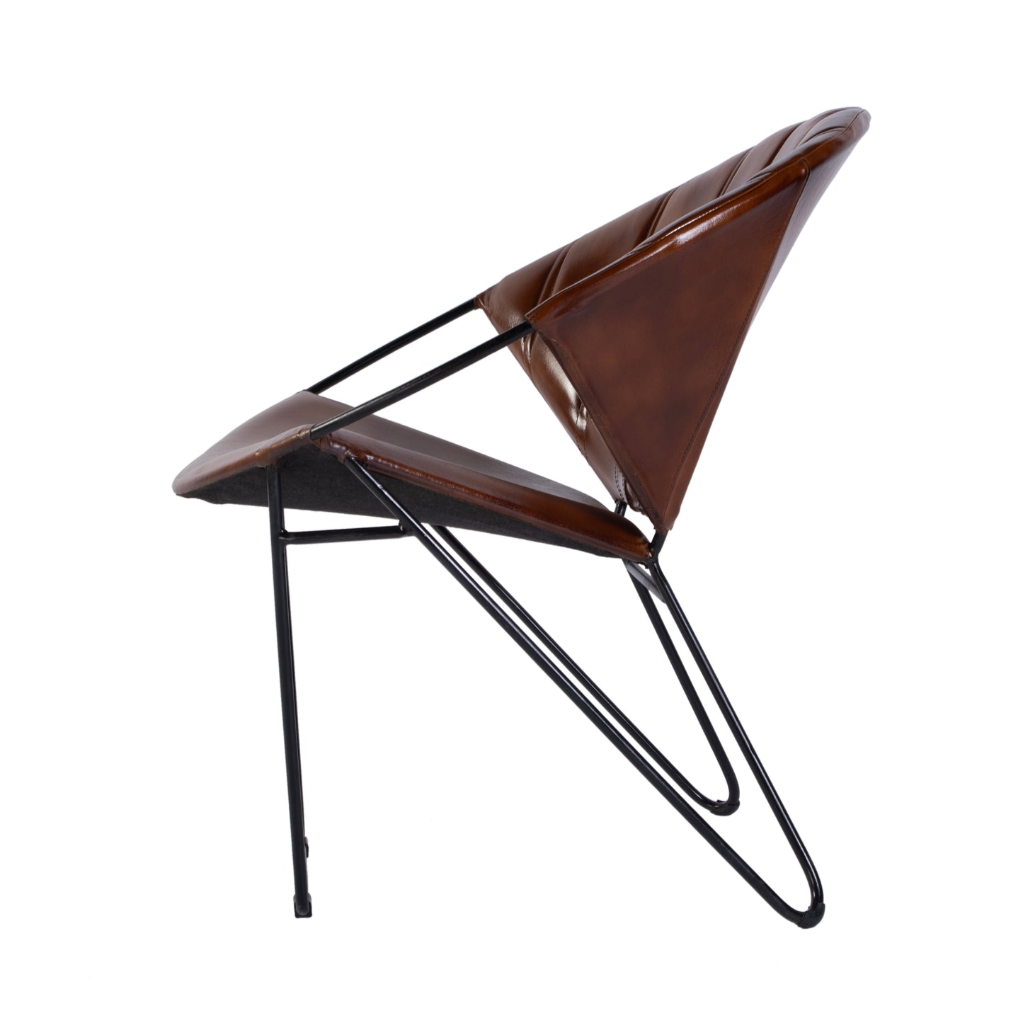 Butler Specialty Company Harlan 18 in. Seat Height Round Leather and Iron Accent Chair, Brown