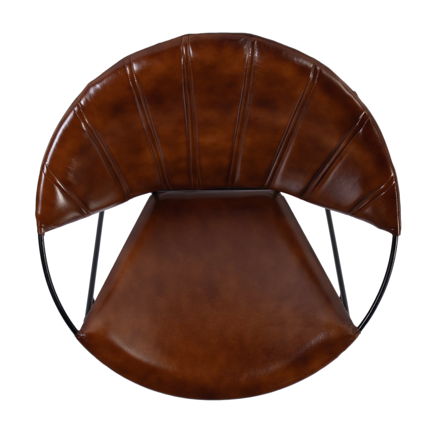 Butler Specialty Company Harlan 18 in. Seat Height Round Leather and Iron Accent Chair, Brown