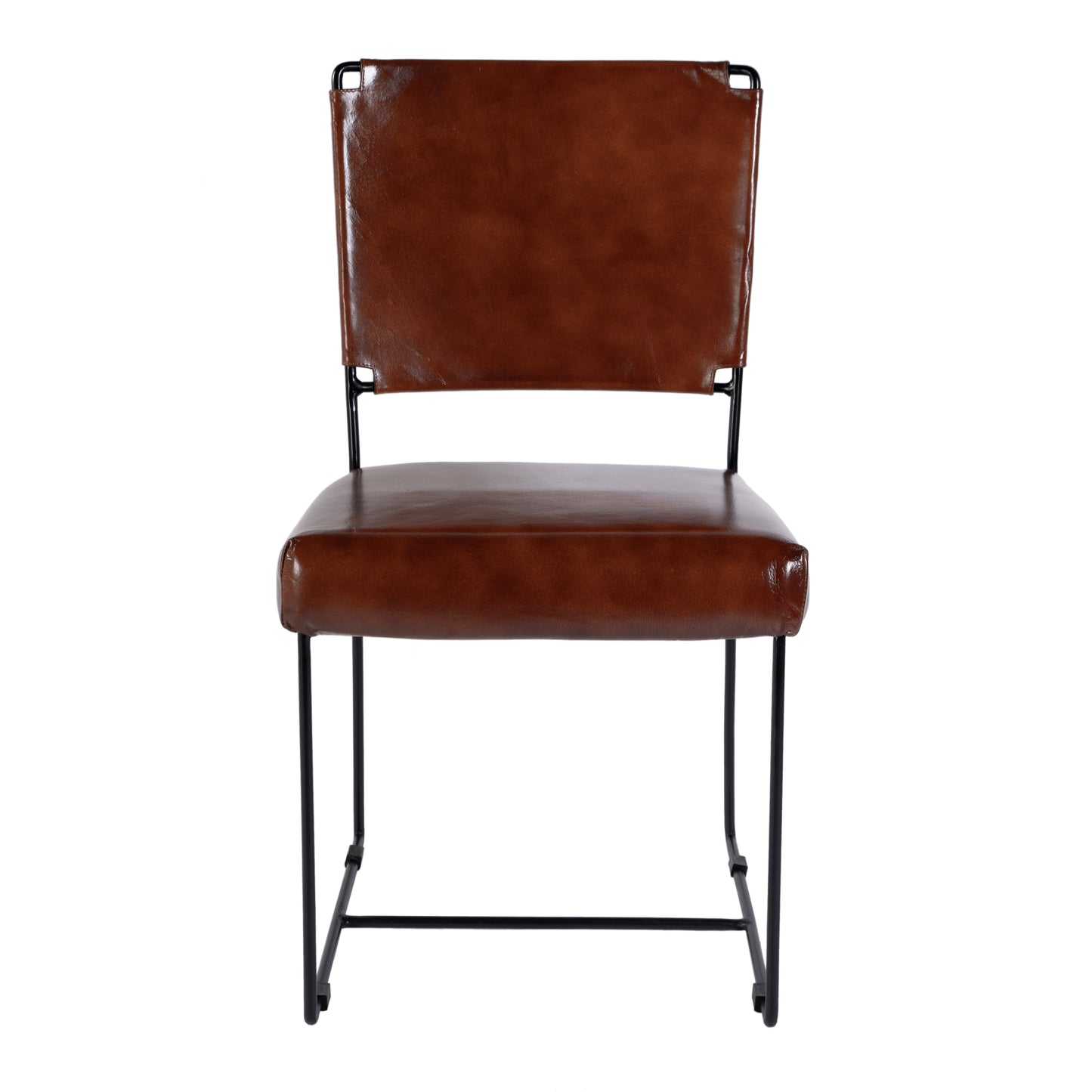 Butler Specialty Company Nevin 19 in. Seat Height Leather and Iron Dining Side Chair, Brown
