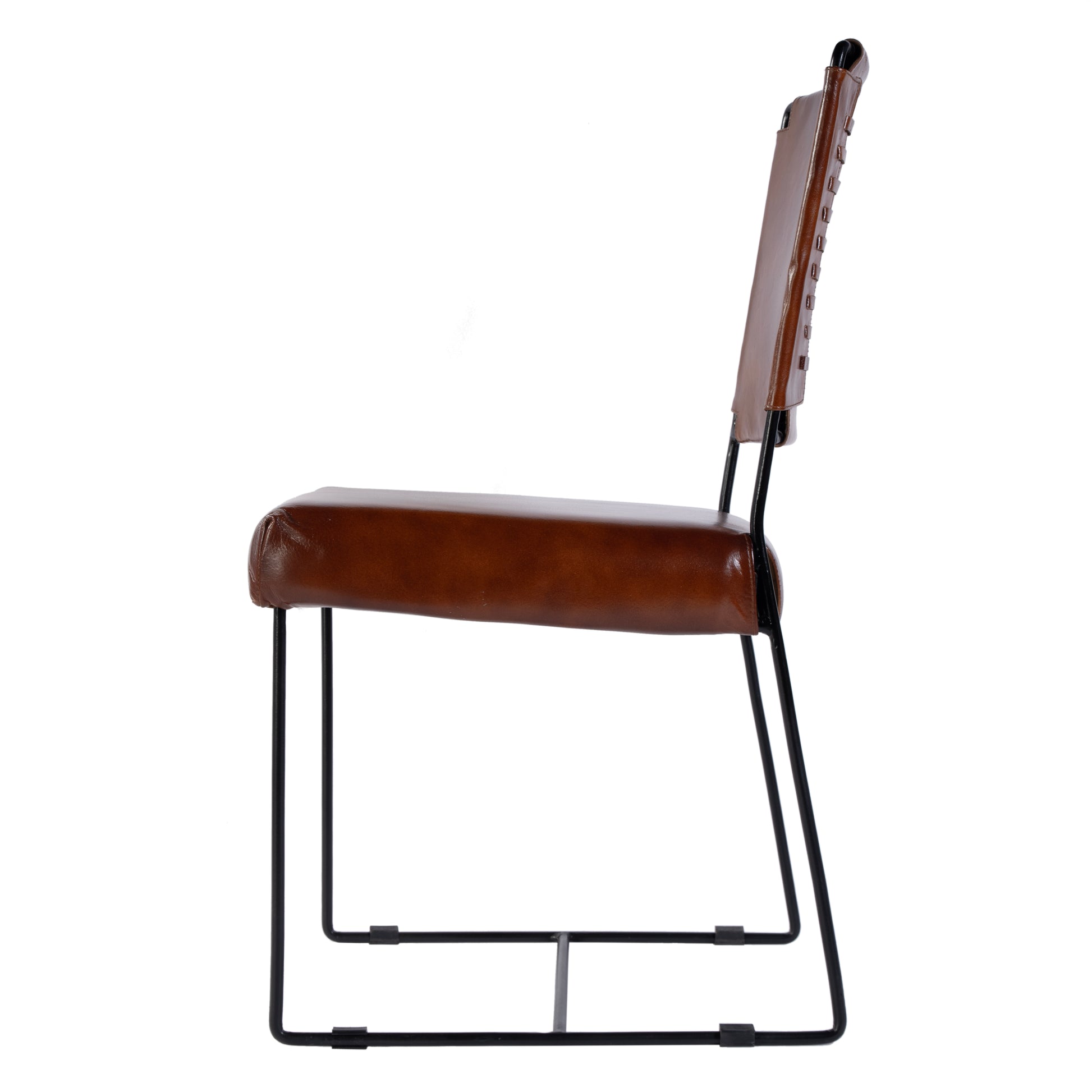 Butler Specialty Company Nevin 19 in. Seat Height Leather and Iron Dining Side Chair, Brown