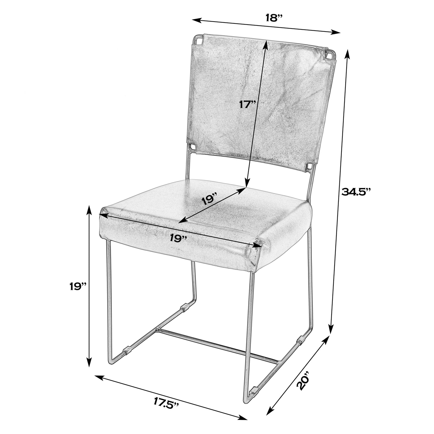 Butler Specialty Company Nevin 19 in. Seat Height Leather and Iron Dining Side Chair, Brown