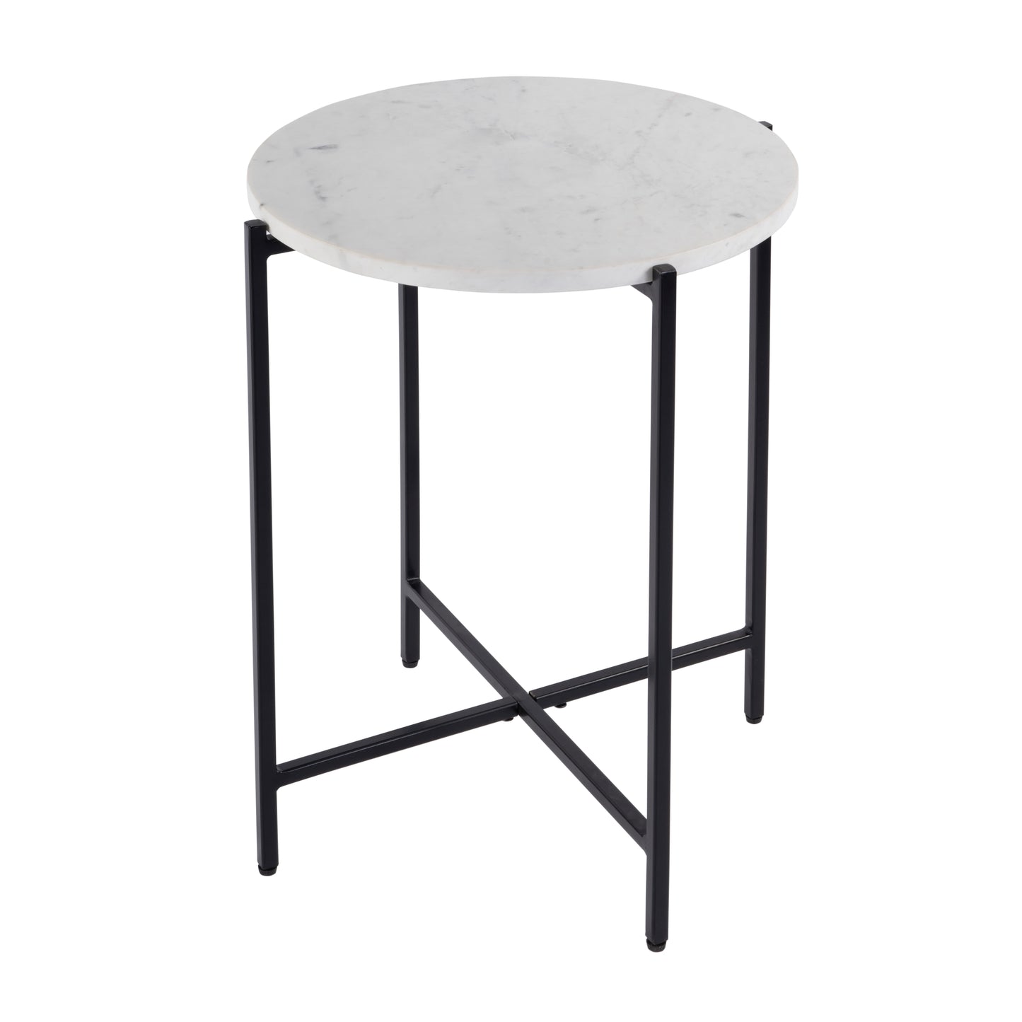 Butler Specialty Company Mirabell 19 in. W Round Marble and Iron Side Table, Black, White