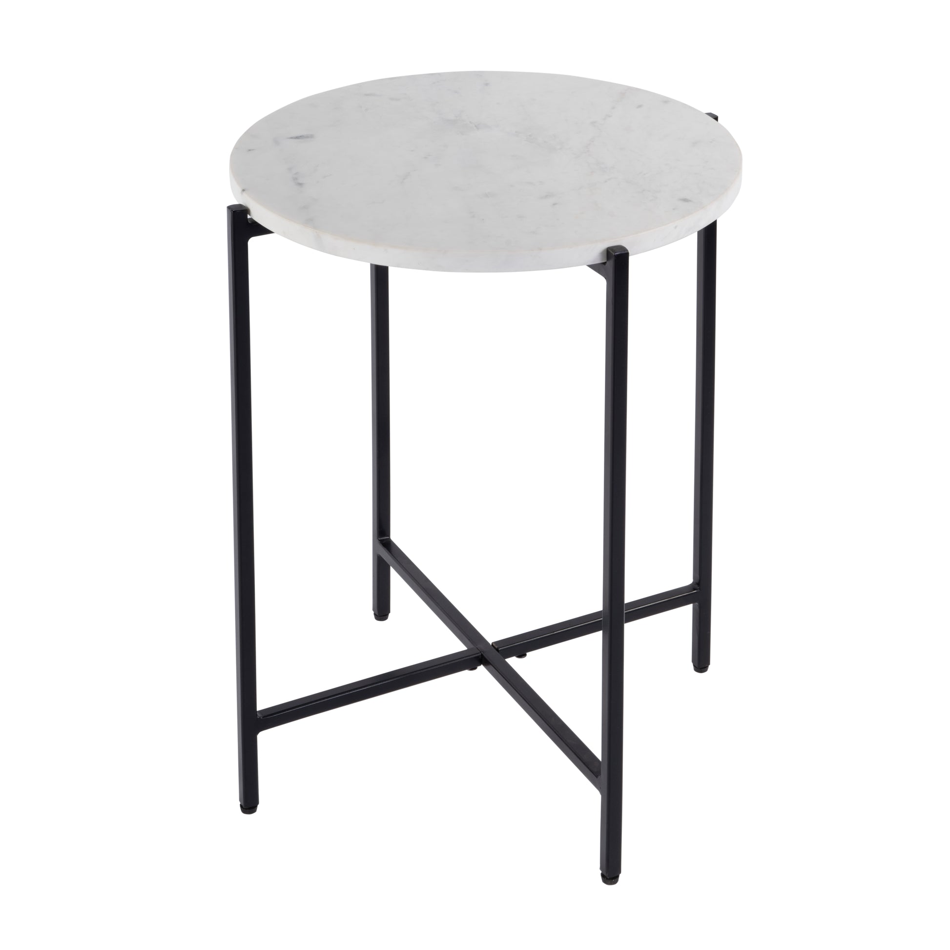 Butler Specialty Company Mirabell 19 in. W Round Marble and Iron Side Table, Black, White