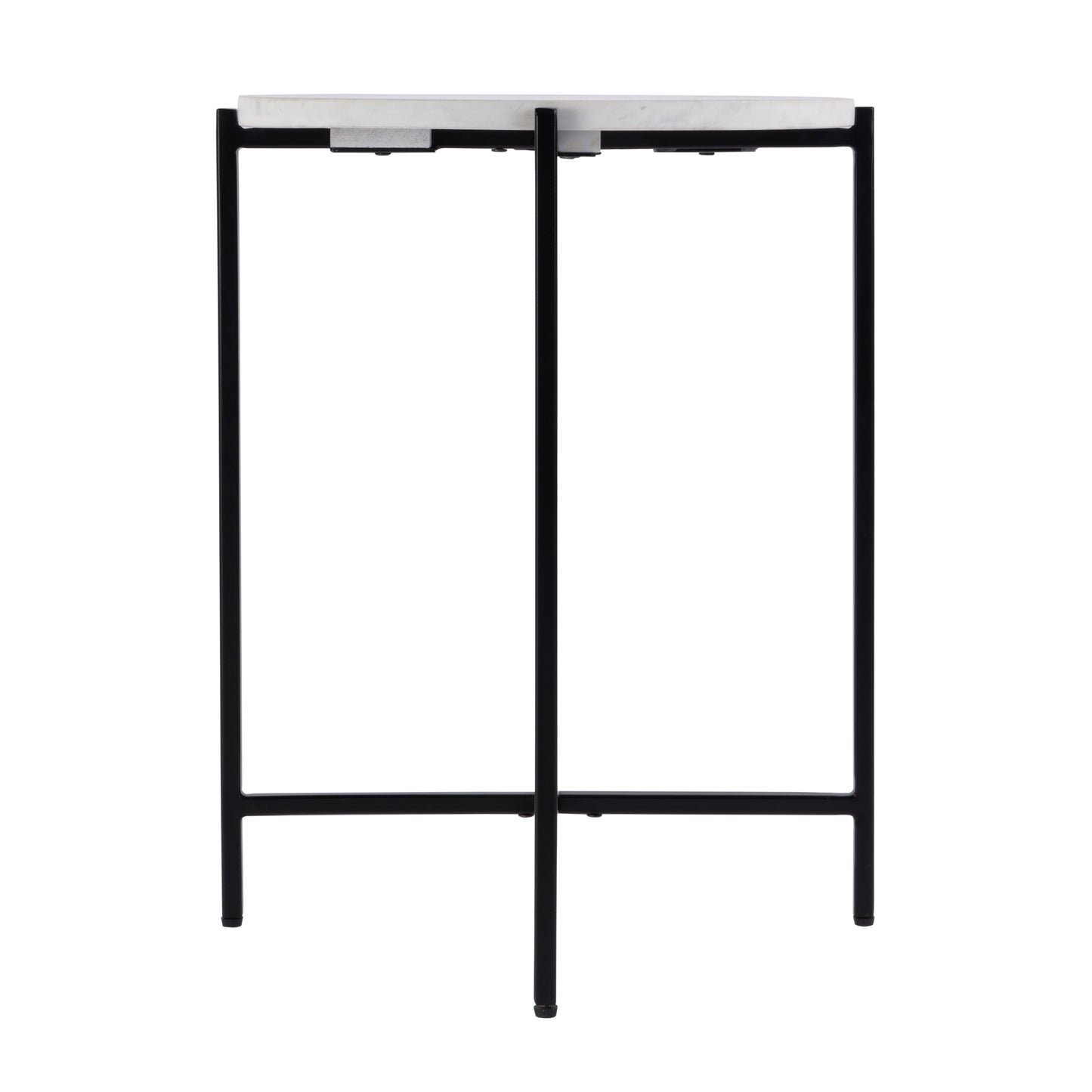 Butler Specialty Company Mirabell 19 in. W Round Marble and Iron Side Table, Black, White