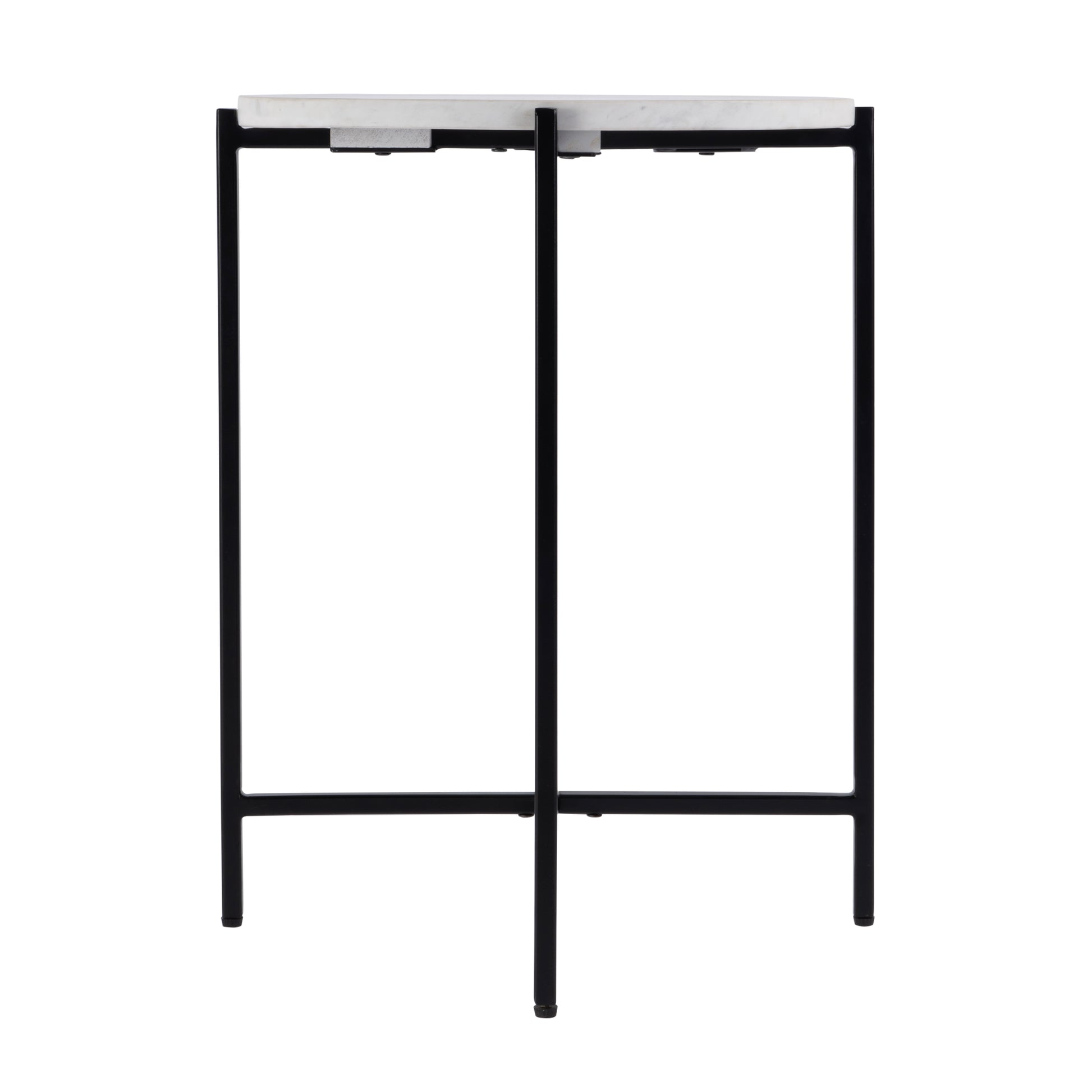 Butler Specialty Company Mirabell 19 in. W Round Marble and Iron Side Table, Black, White