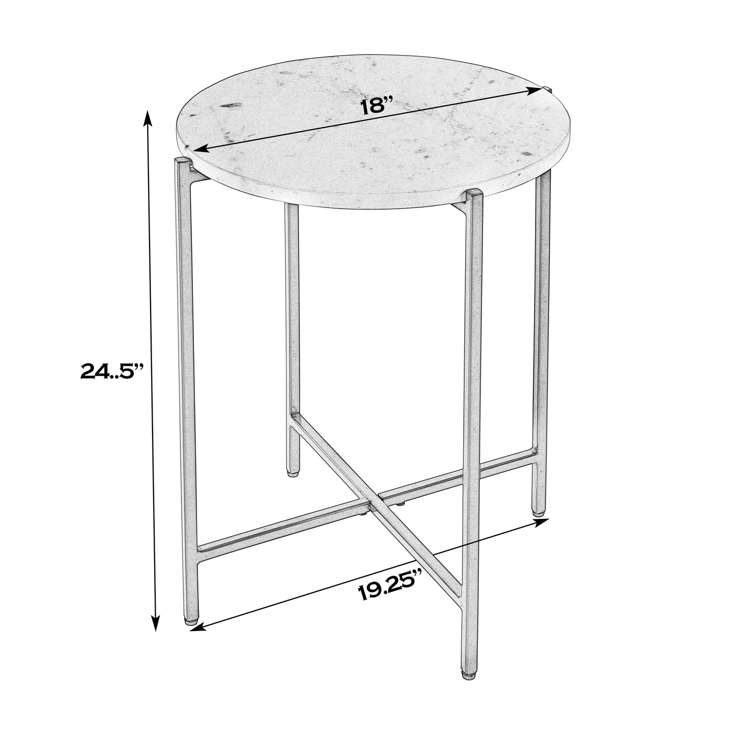 Butler Specialty Company Mirabell 19 in. W Round Marble and Iron Side Table, Black, White