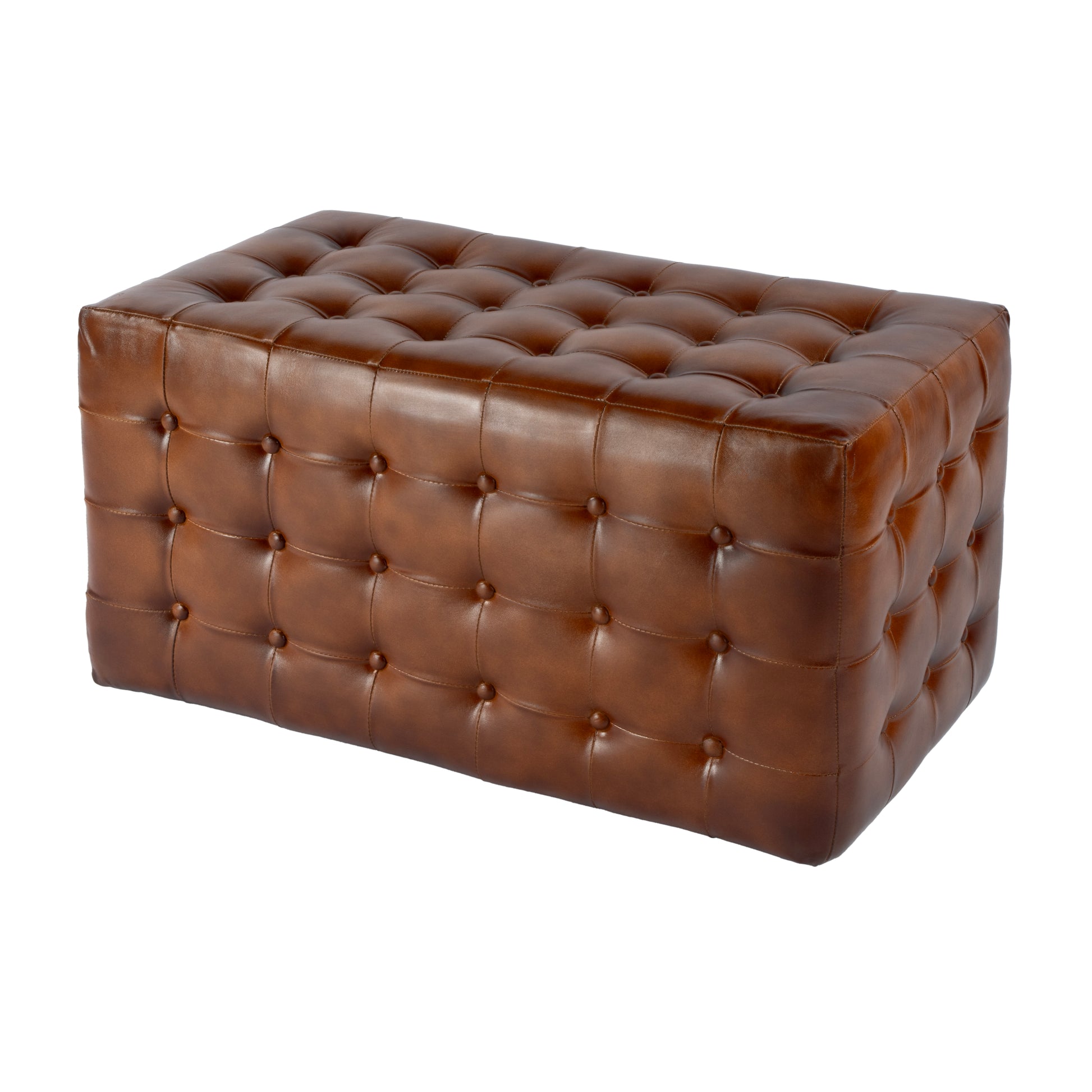 Butler Specialty Company Kingston 36 in. W Leather Upholstered Accent Bench with Tufting, Brown