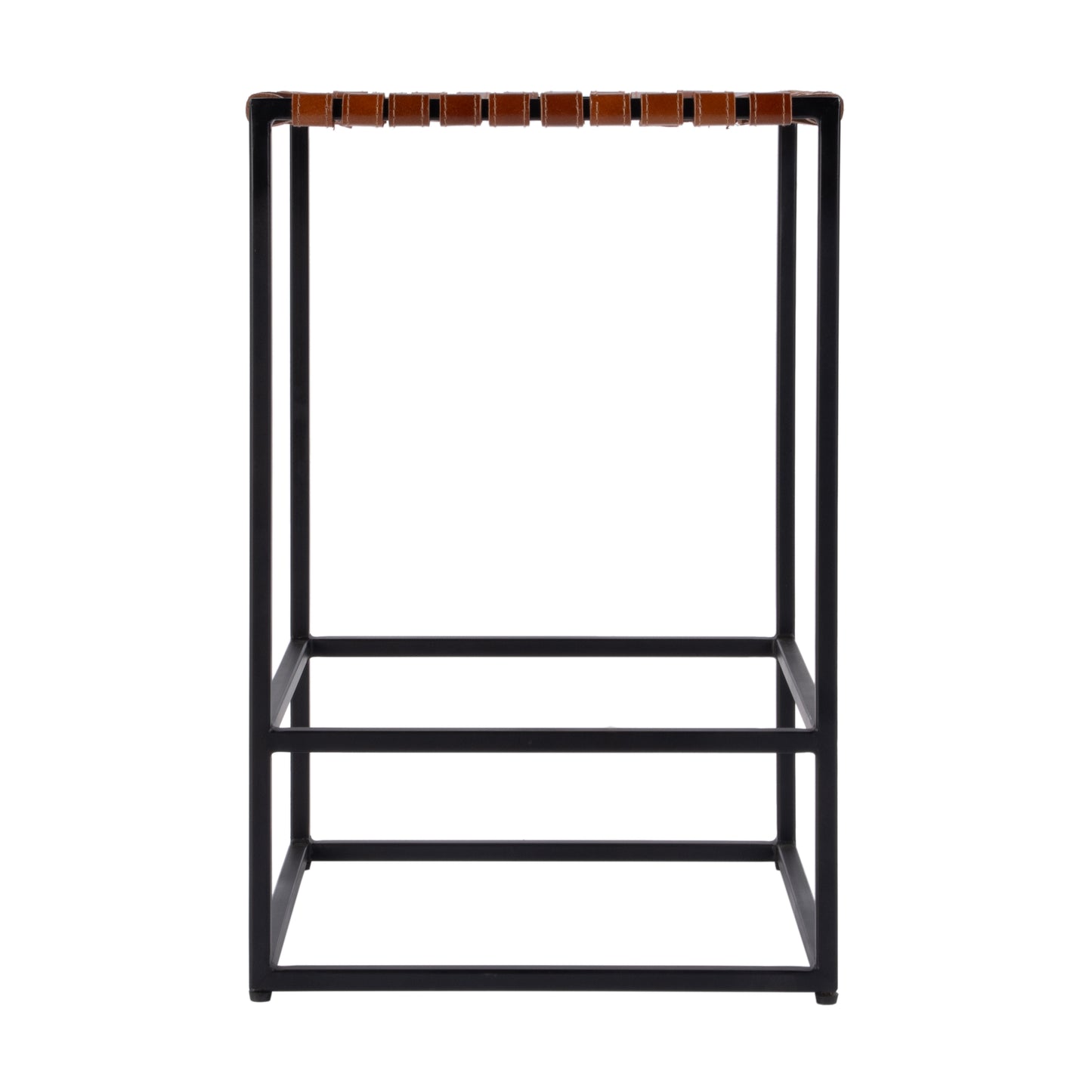 Butler Specialty Company Lowell 24 in. Seat Height Leather and Iron Backless Counter Stool with Footrest, Brown