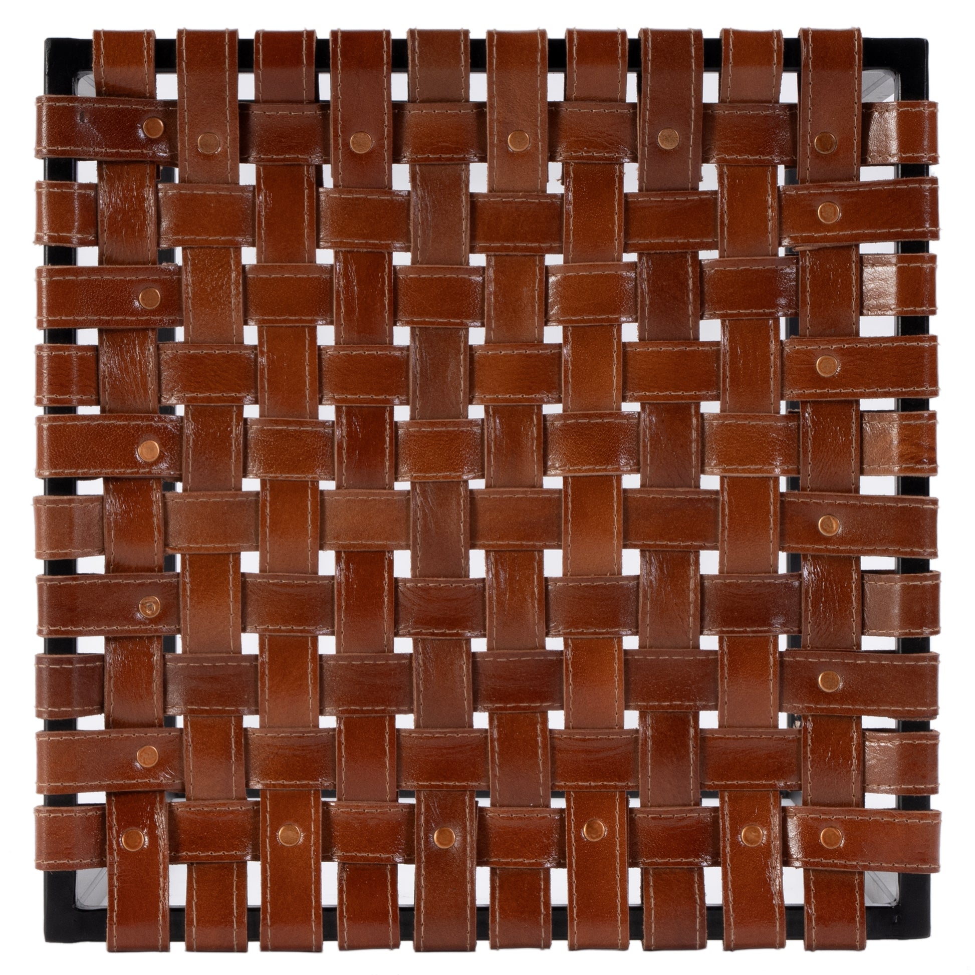 Butler Specialty Company Lowell 24 in. Seat Height Leather and Iron Backless Counter Stool with Footrest, Brown