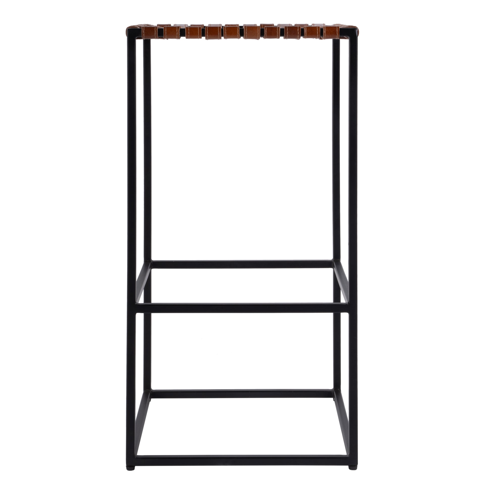 Butler Specialty Company Lowell 30 in. Seat Height Leather and Iron Backless Bar Stool with Footrest, Brown