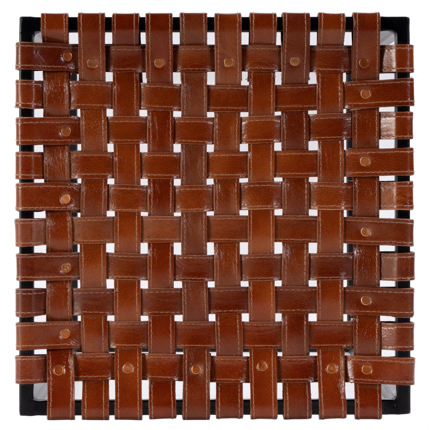 Butler Specialty Company Lowell 30 in. Seat Height Leather and Iron Backless Bar Stool with Footrest, Brown