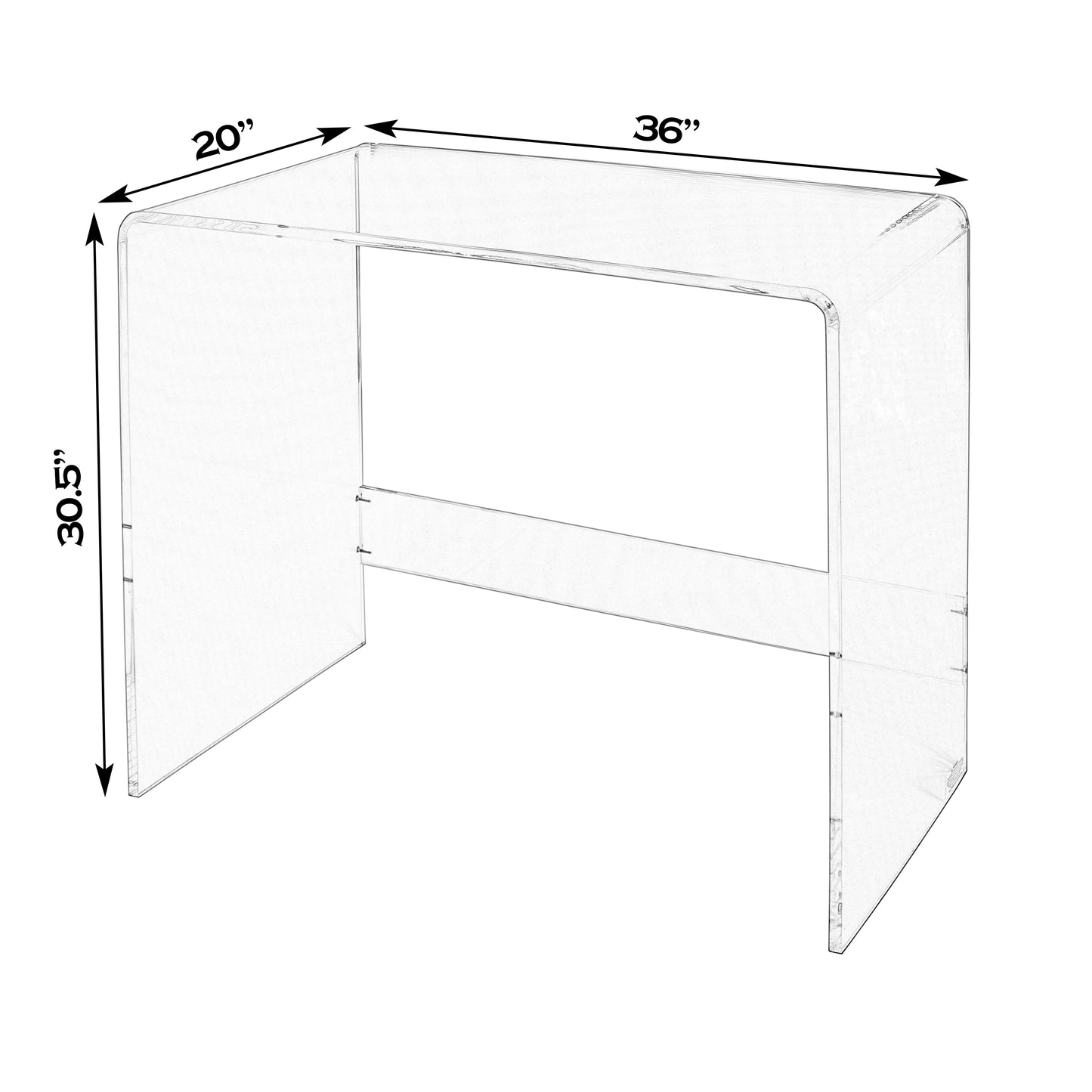Butler Specialty Company Solara 36 in. W Rectangular Acrylic Desk, Clear