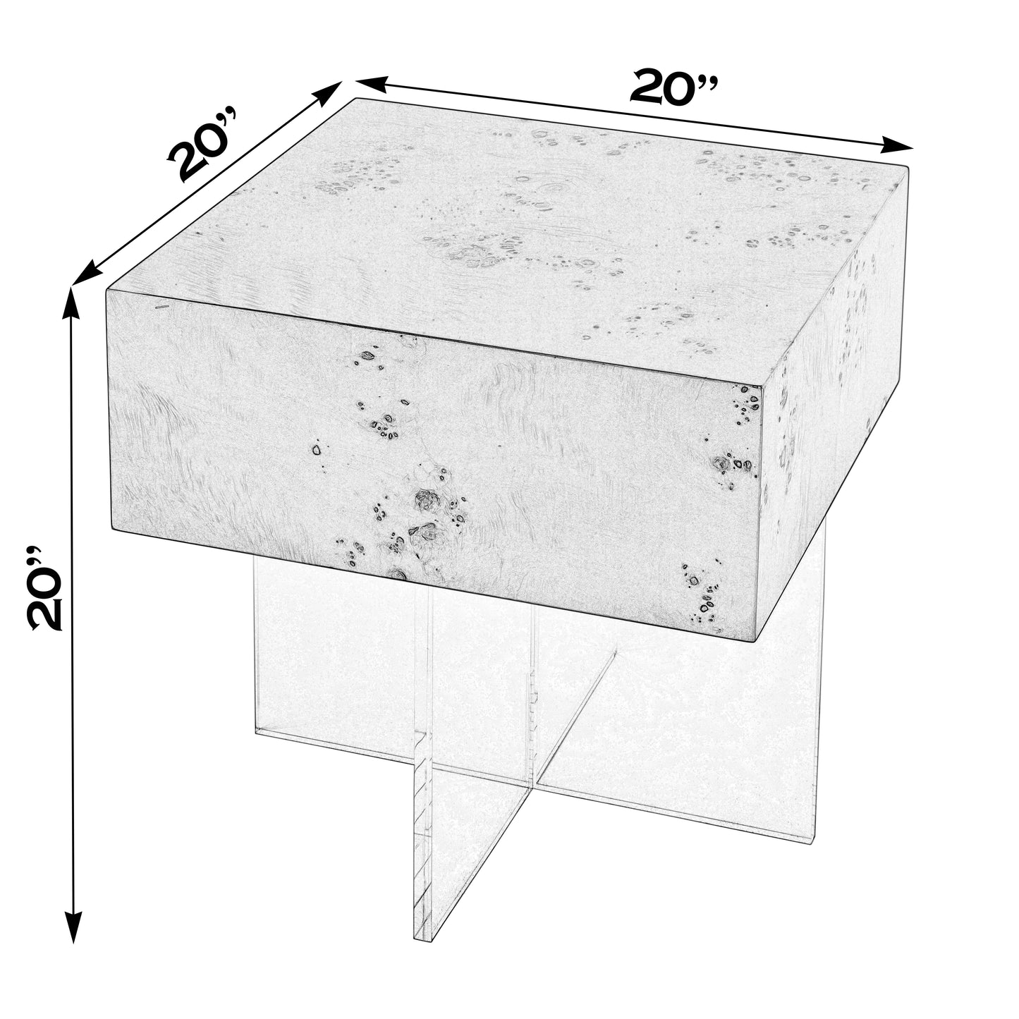 Butler Specialty Company Corsica 20 in. W Square Acrylic Side Table, Clear