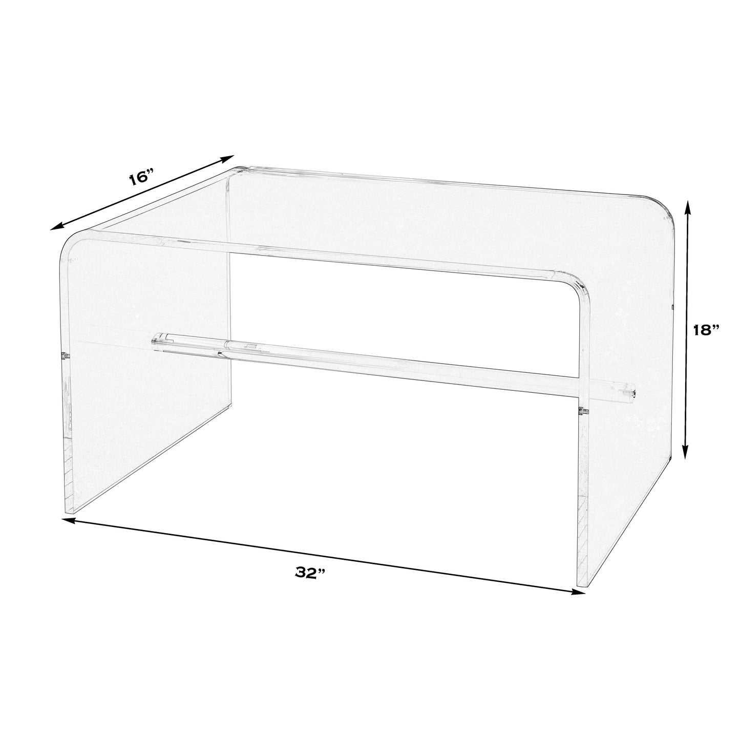 Butler Specialty Company Corsica 32 in. W Rectangular Acrylic Coffee Table, Clear
