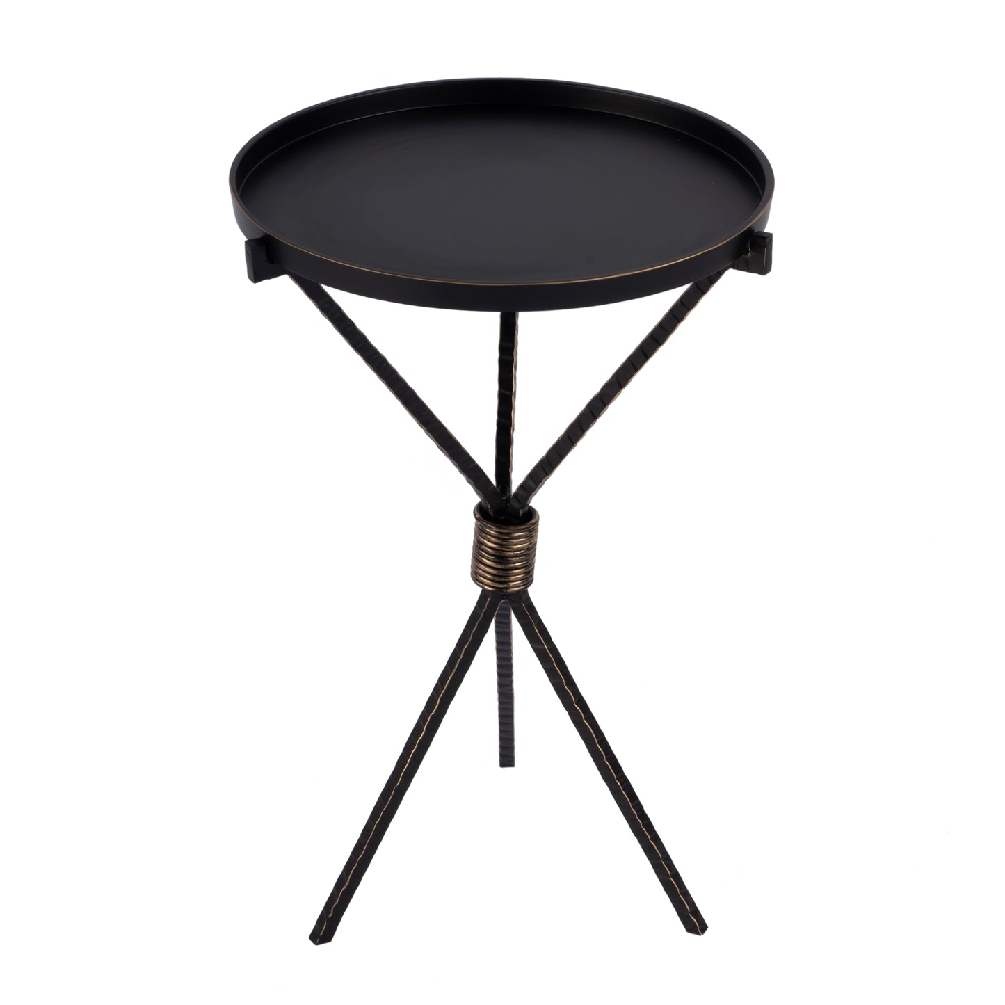 Butler Specialty Company Lucca 14 in. W Round Aluminum and Iron Side Table with Tripod Shaped Base, Black