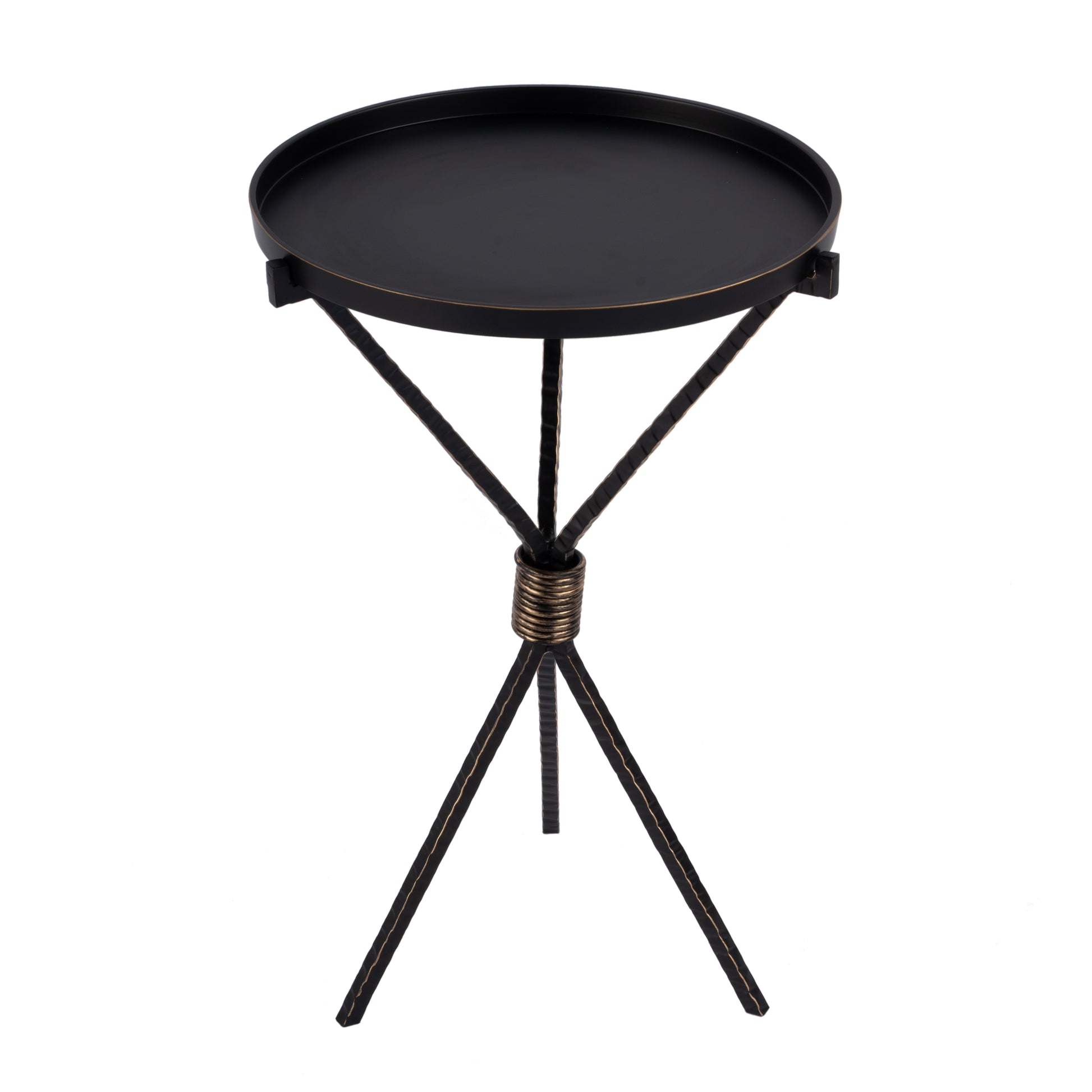 Butler Specialty Company Lucca 14 in. W Round Aluminum and Iron Side Table with Tripod Shaped Base, Black