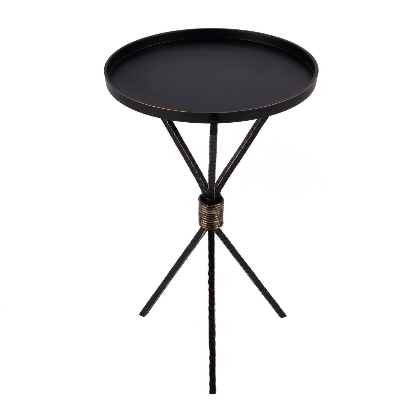 Butler Specialty Company Lucca 14 in. W Round Aluminum and Iron Side Table with Tripod Shaped Base, Black