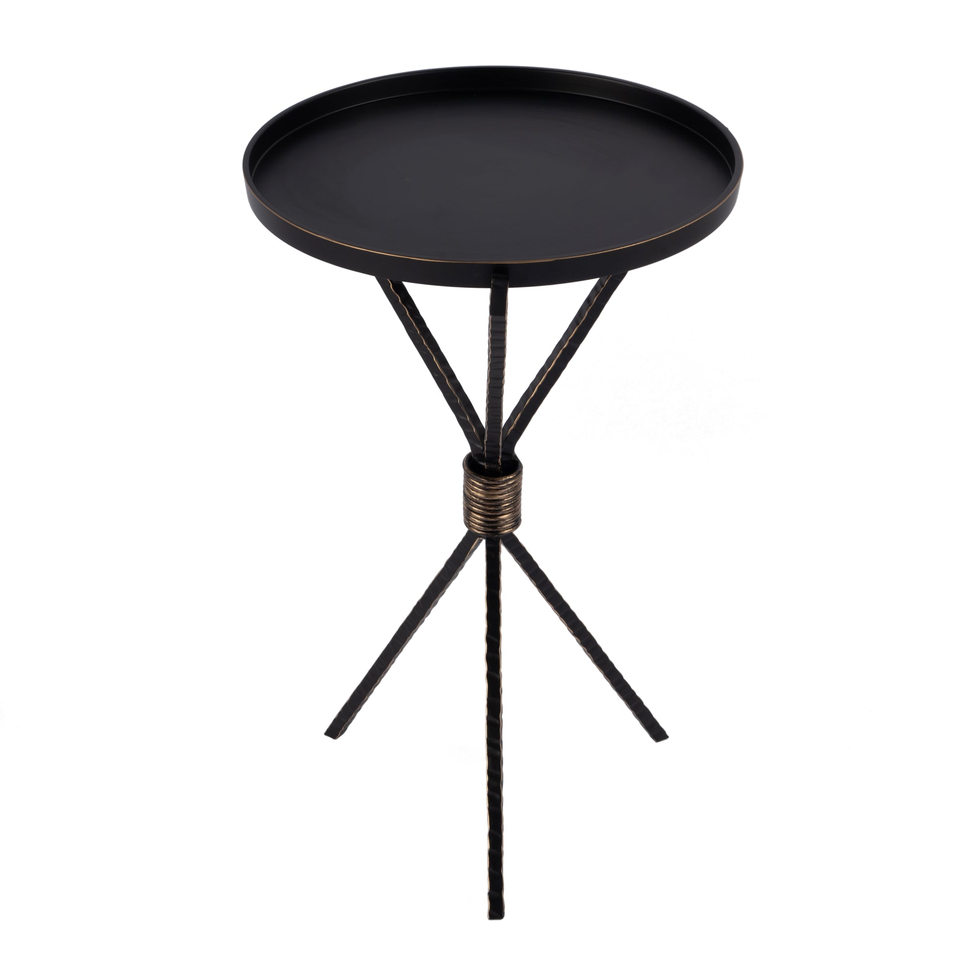 Butler Specialty Company Lucca 14 in. W Round Aluminum and Iron Side Table with Tripod Shaped Base, Black