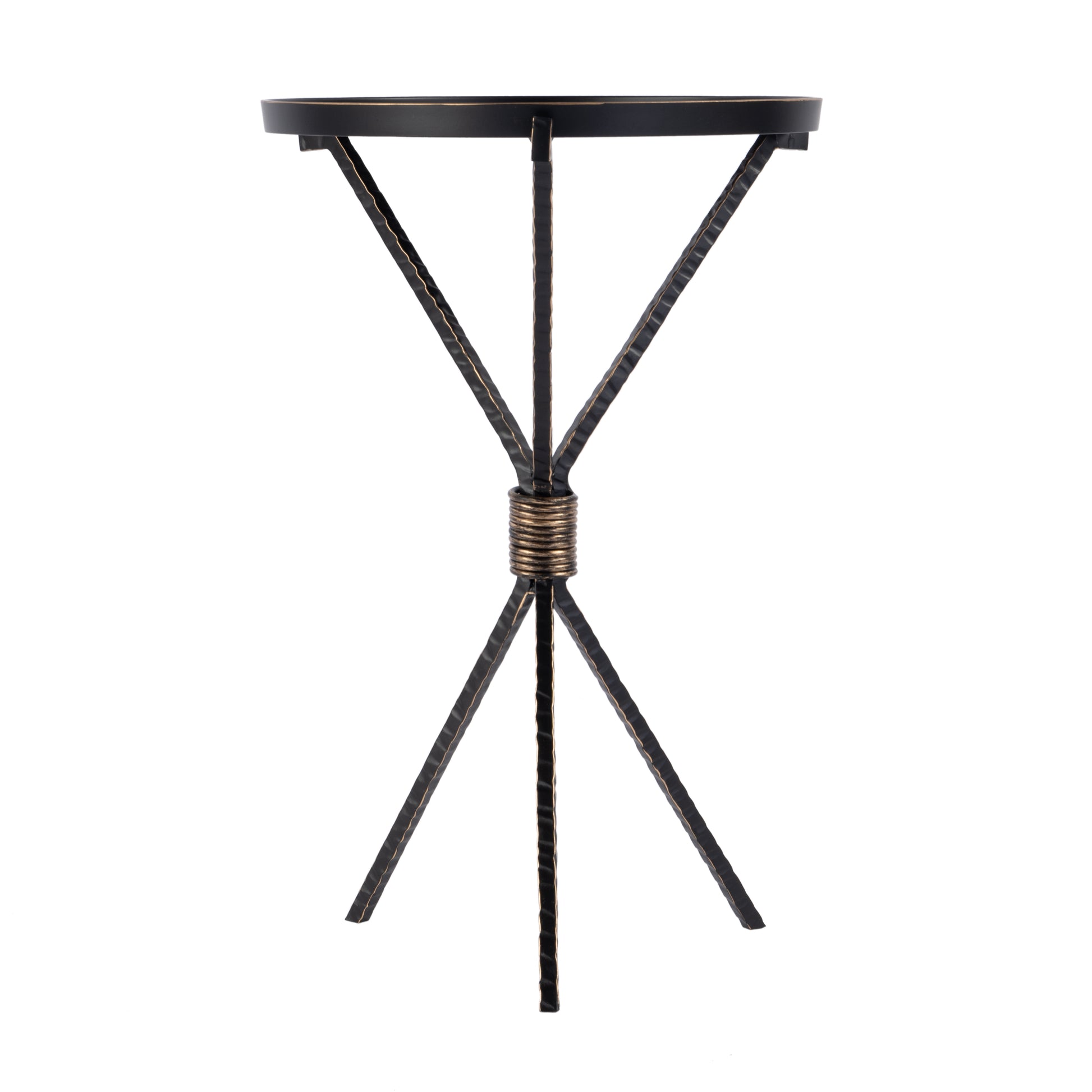 Butler Specialty Company Lucca 14 in. W Round Aluminum and Iron Side Table with Tripod Shaped Base, Black