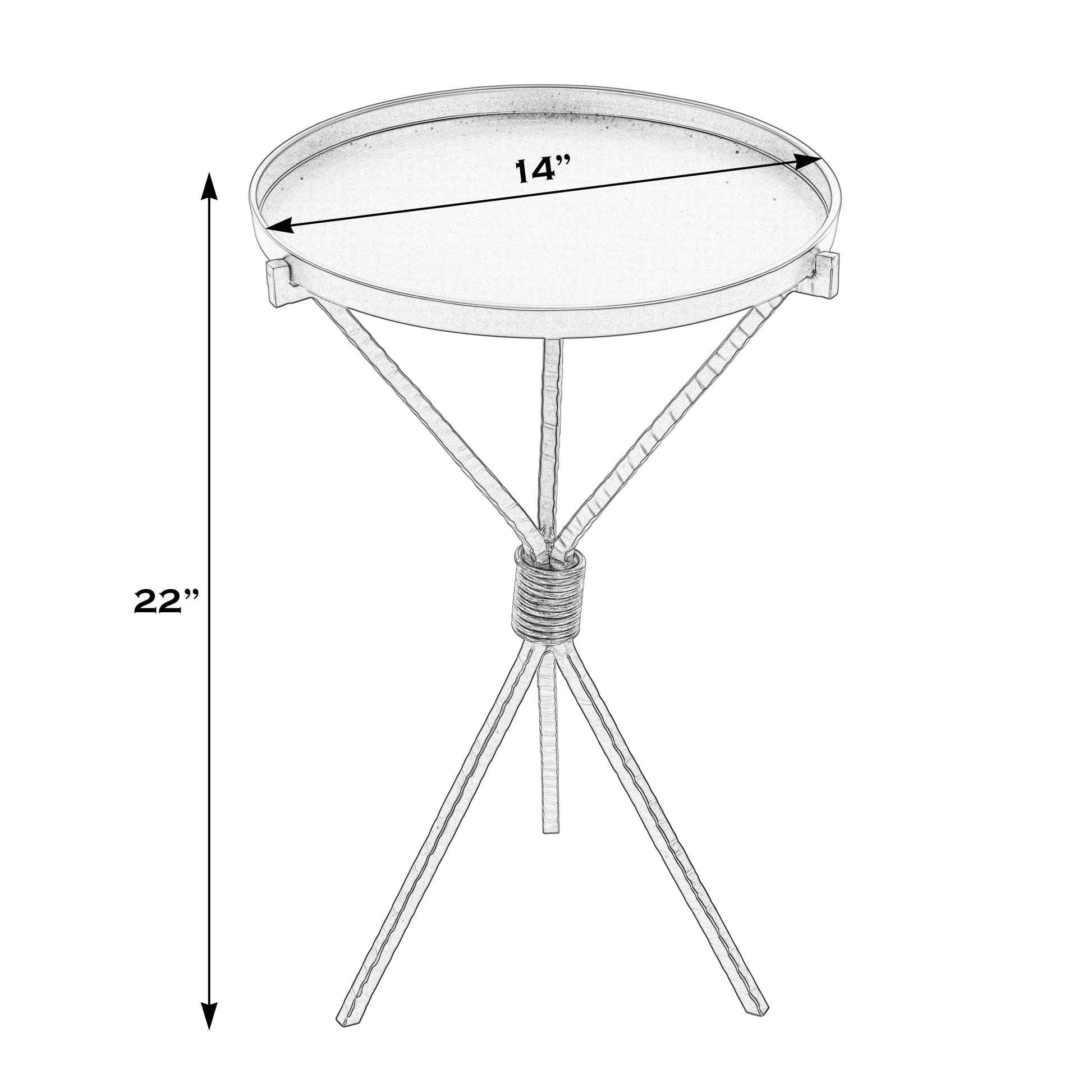 Butler Specialty Company Lucca 14 in. W Round Aluminum and Iron Side Table with Tripod Shaped Base, Black