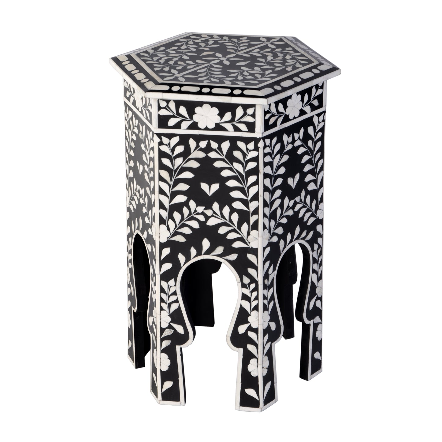 Butler Specialty Company Amaya 16 in. W Hexagon Bone Inlay Side Table, Black, White