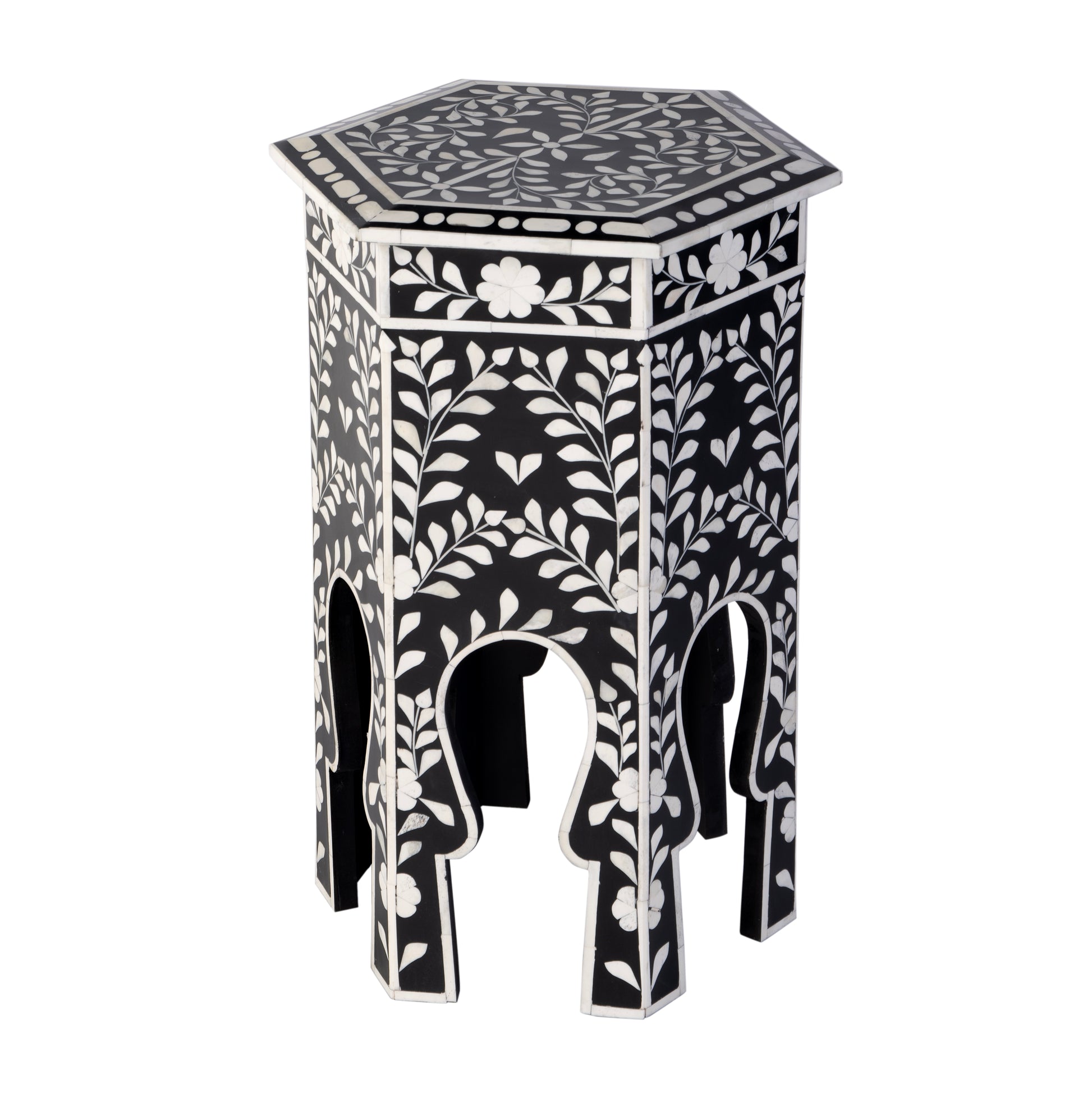 Butler Specialty Company Amaya 16 in. W Hexagon Bone Inlay Side Table, Black, White
