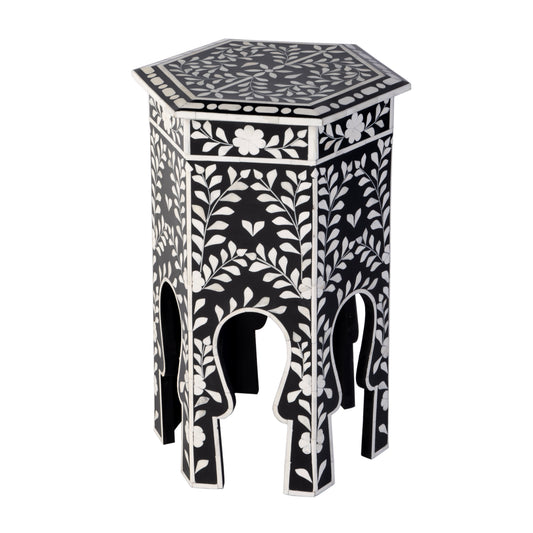 Butler Specialty Company Amaya 16 in. W Hexagon Bone Inlay Side Table, Black, White
