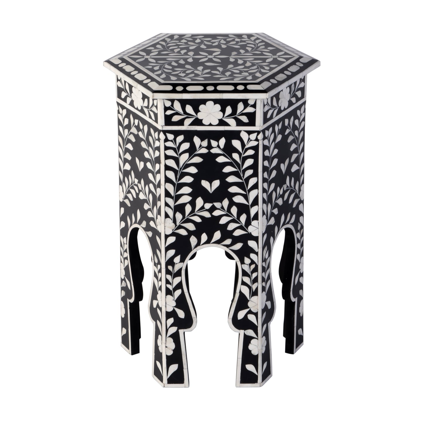 Butler Specialty Company Amaya 16 in. W Hexagon Bone Inlay Side Table, Black, White