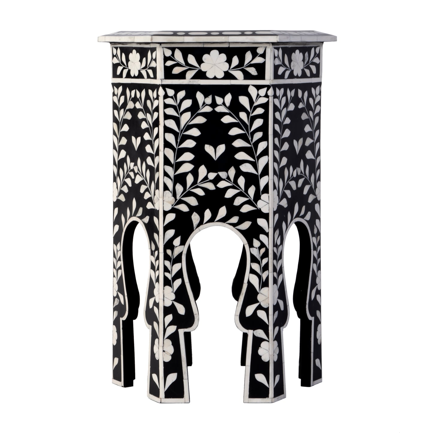 Butler Specialty Company Amaya 16 in. W Hexagon Bone Inlay Side Table, Black, White