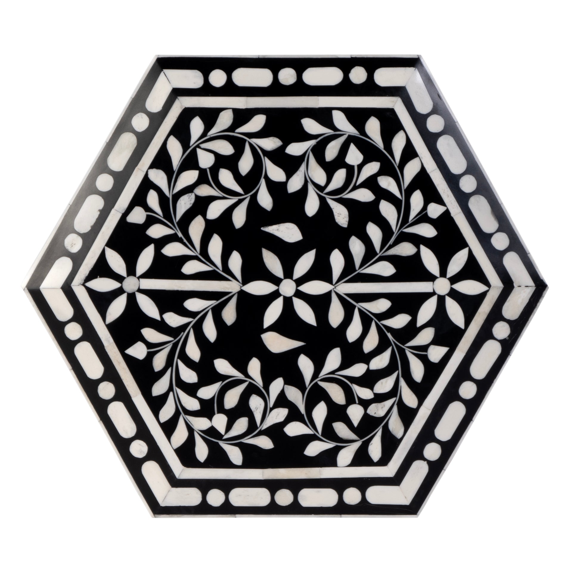 Butler Specialty Company Amaya 16 in. W Hexagon Bone Inlay Side Table, Black, White