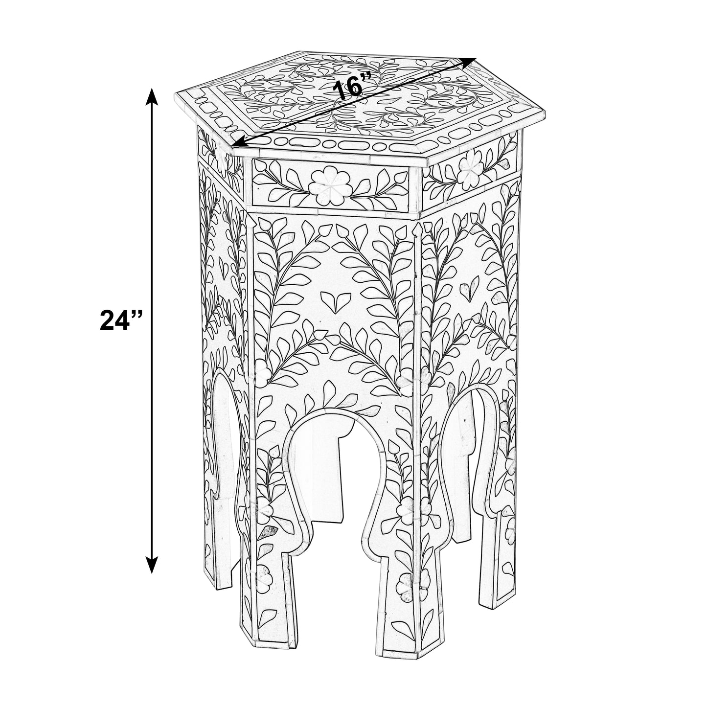 Butler Specialty Company Amaya 16 in. W Hexagon Bone Inlay Side Table, Black, White
